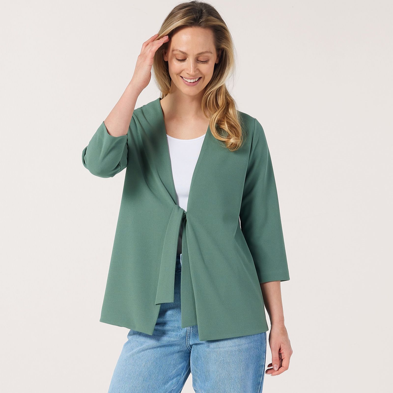 Kim & Co Ponte Crepe Front Tie Blazer