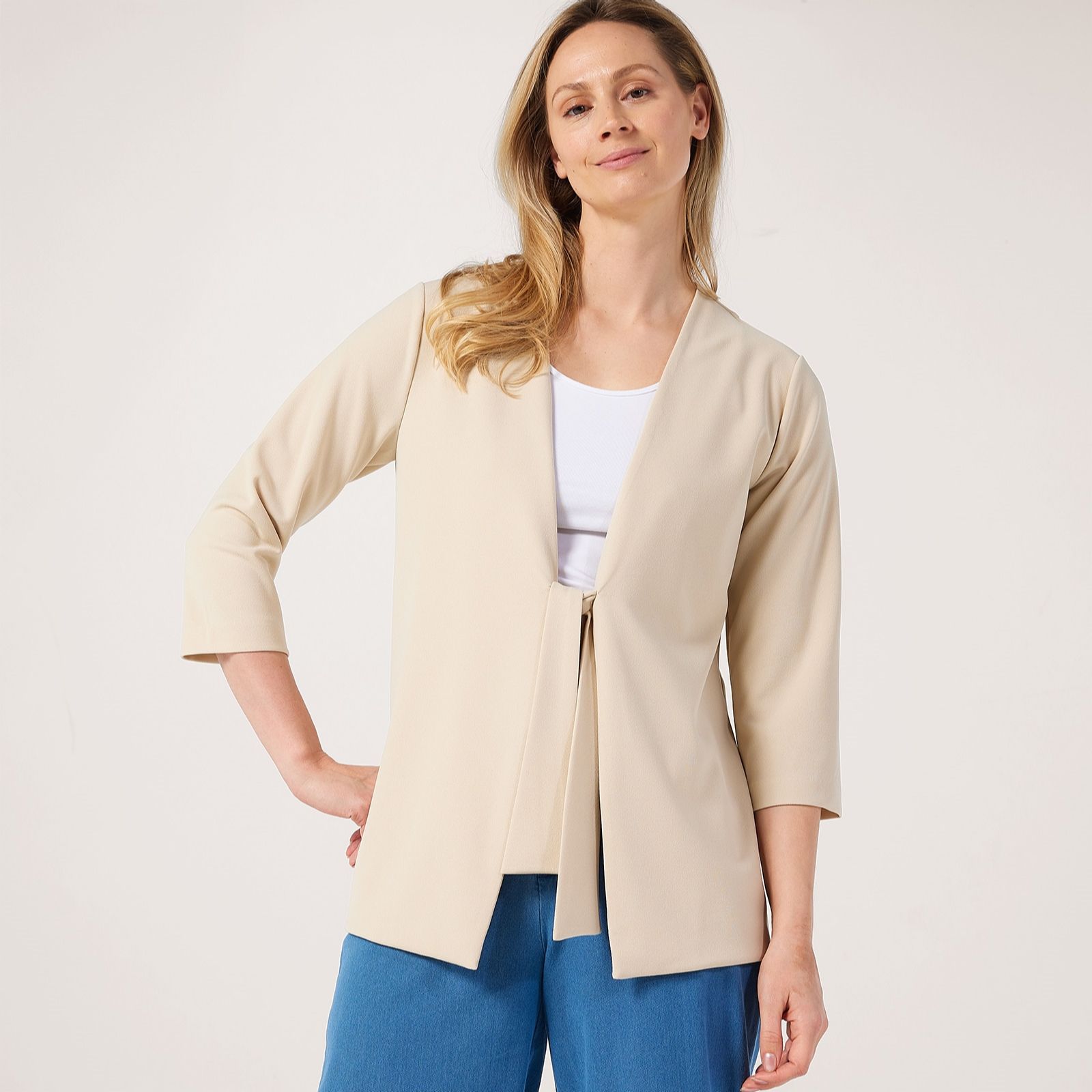 Kim & Co Ponte Crepe Front Tie Blazer