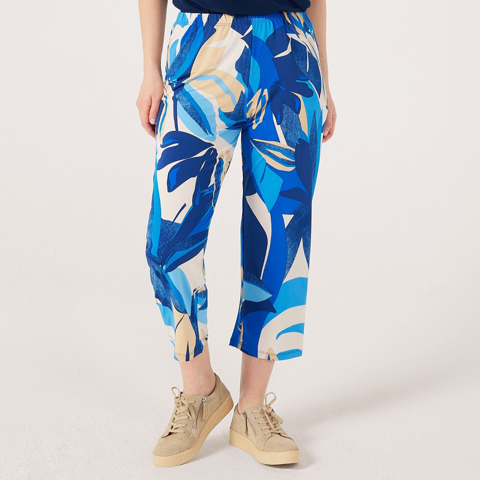Kim & Co Printed Brazil Jersey Seamfree Cropped Relaxed Standard Trousers