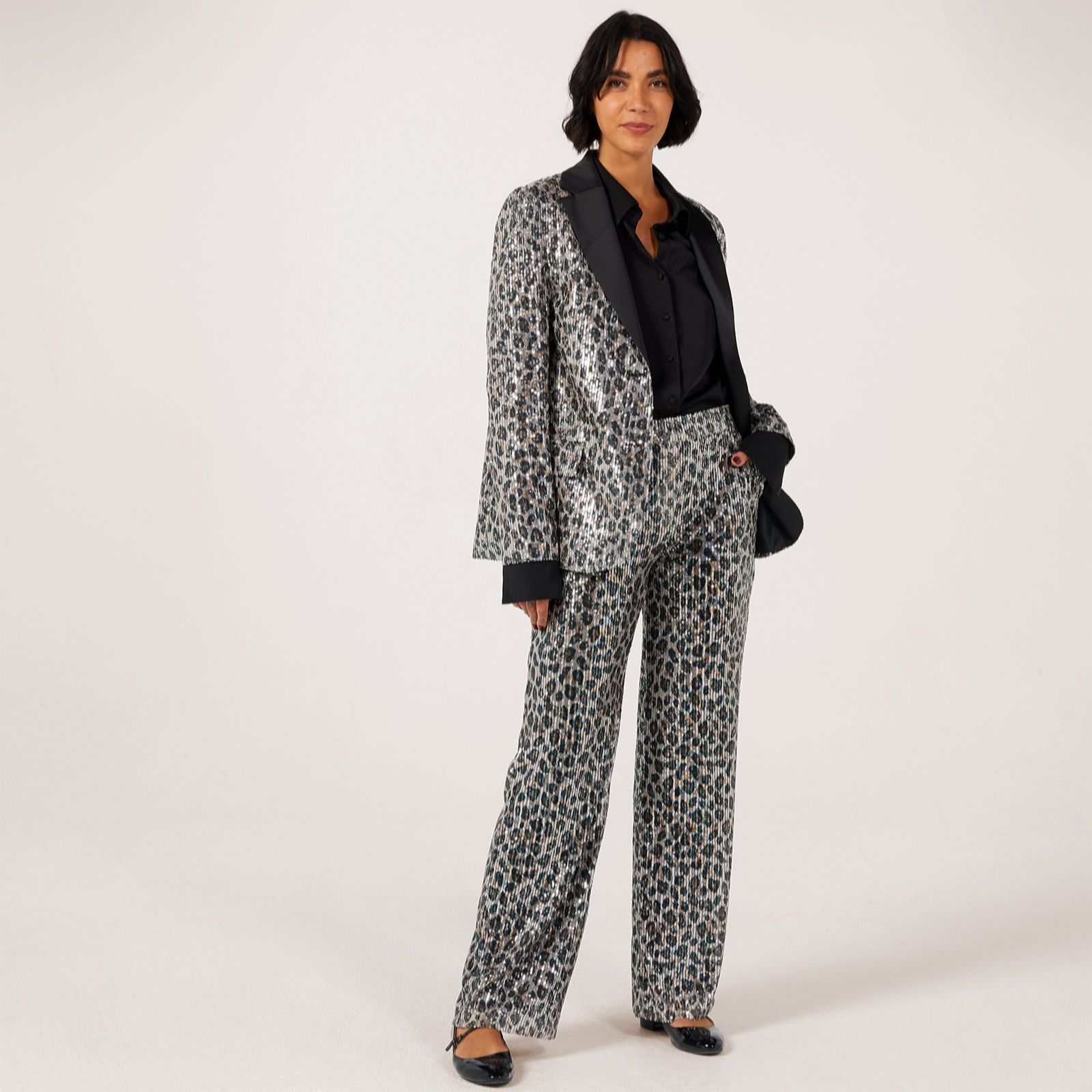 Helene Berman Animal Sequin Relaxed Fit Blazer