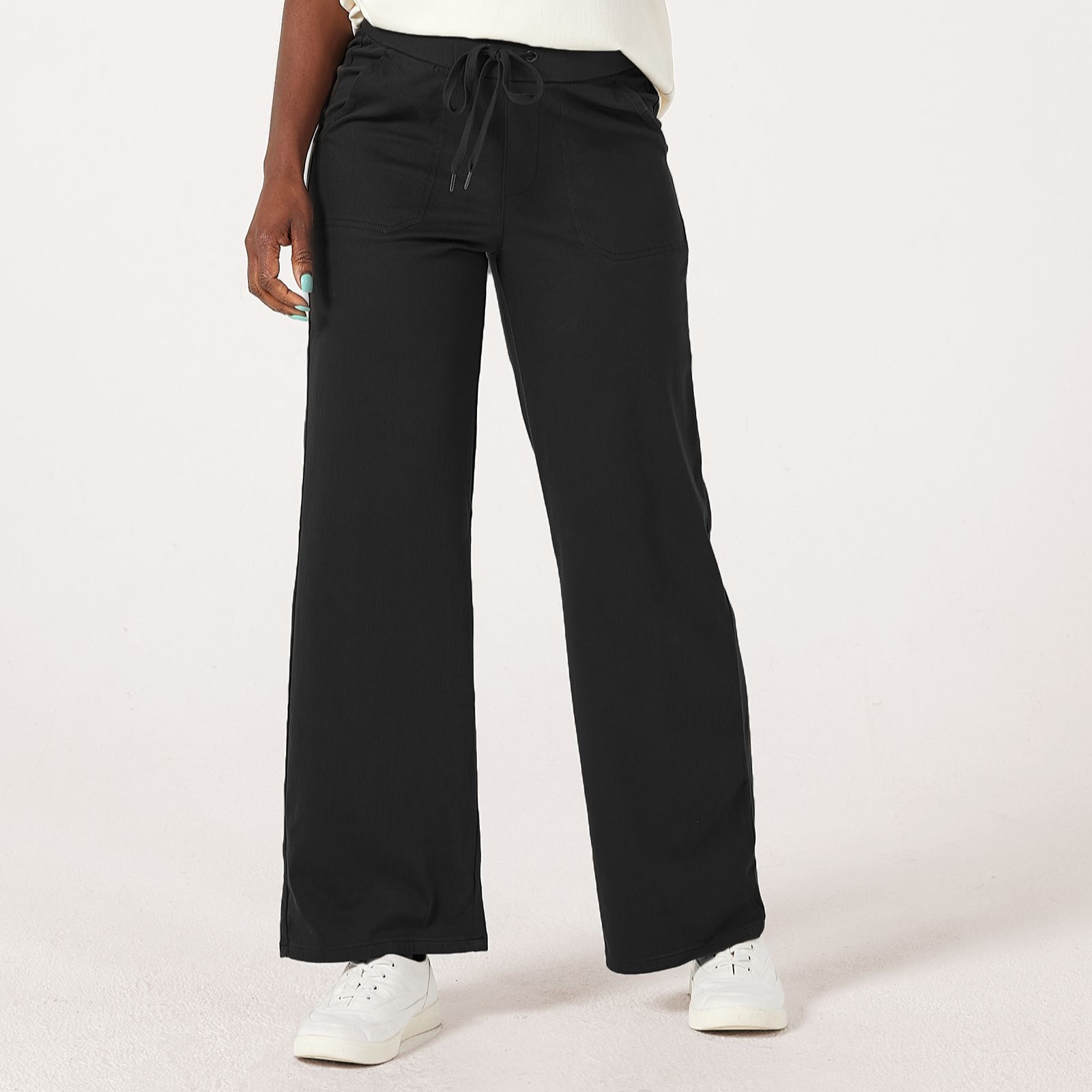 Denim & Co. Comfy Knit Wide-Leg Draw Cord Trousers Standard