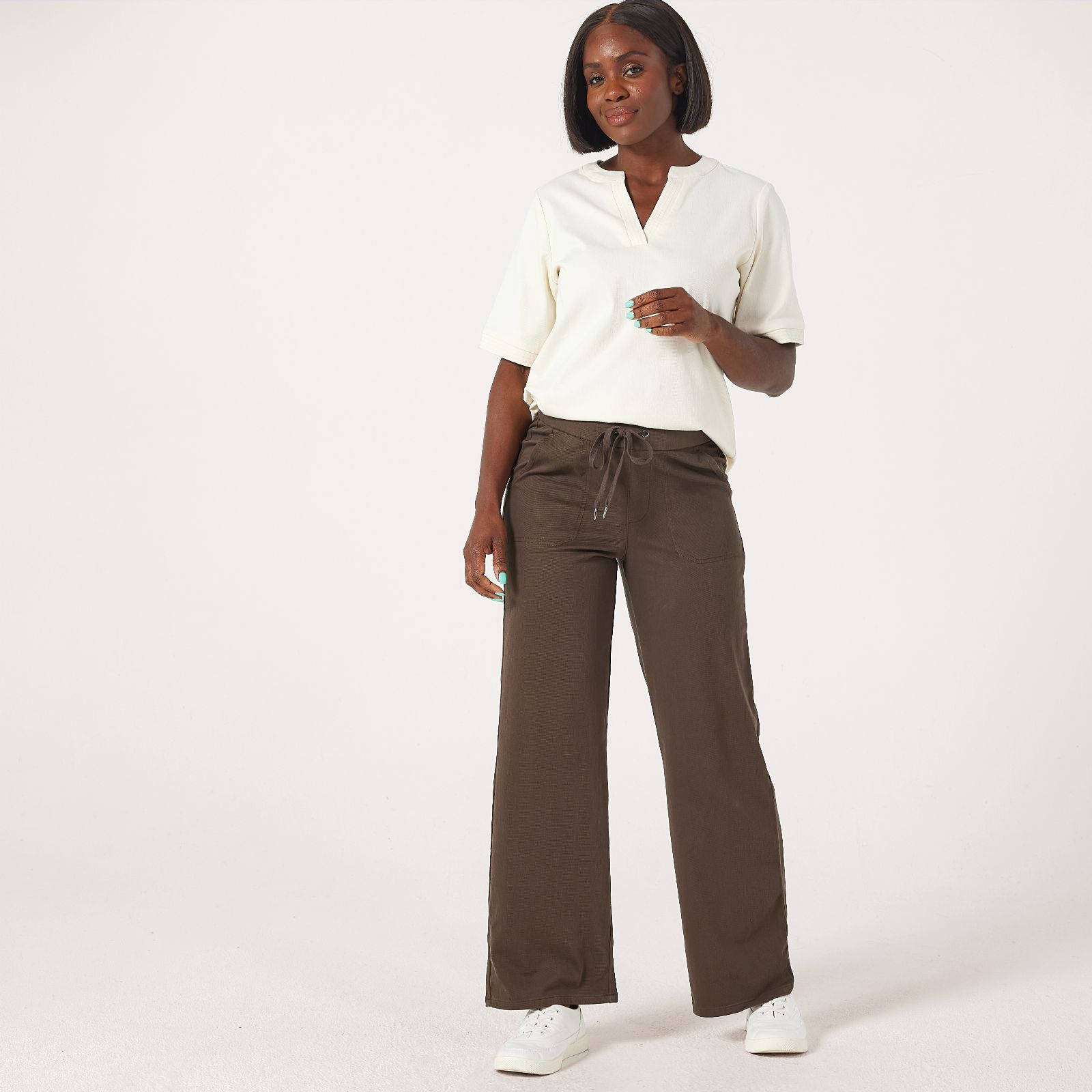 Denim & Co. Comfy Knit Wide-Leg Draw Cord Trousers Standard