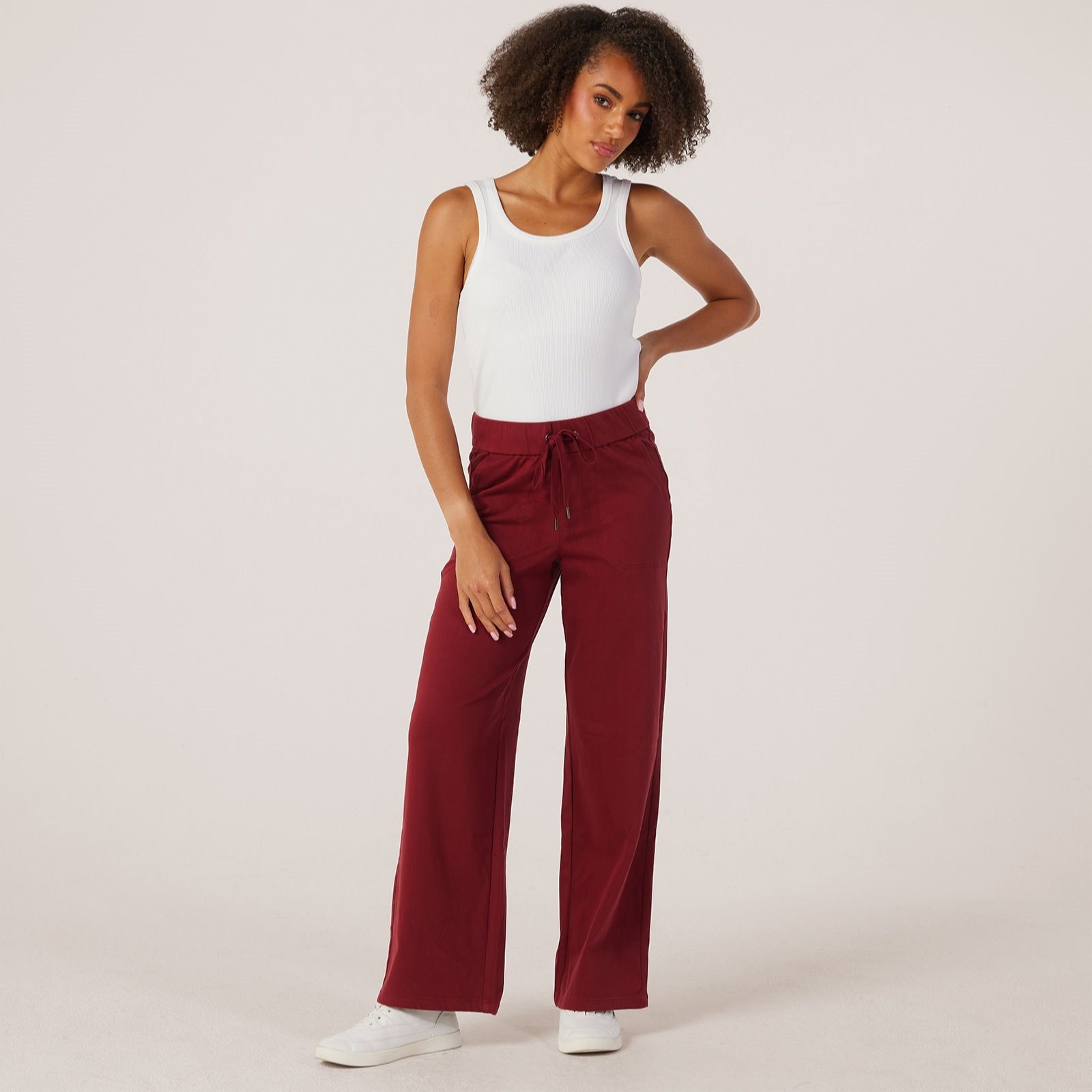 Denim & Co. Comfy Knit Wide-Leg Draw Cord Trousers Standard