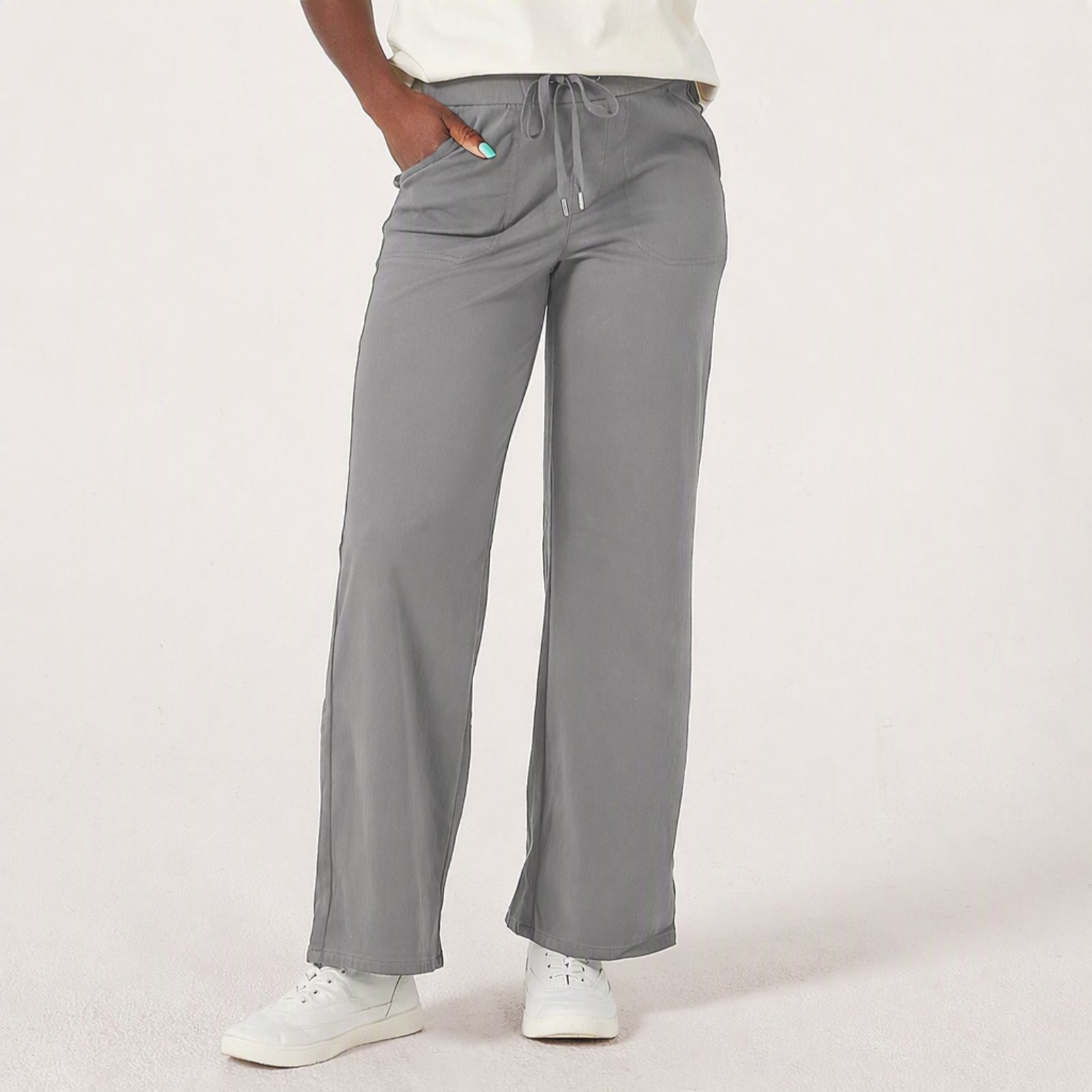 Denim & Co. Comfy Knit Wide-Leg Draw Cord Trousers Standard