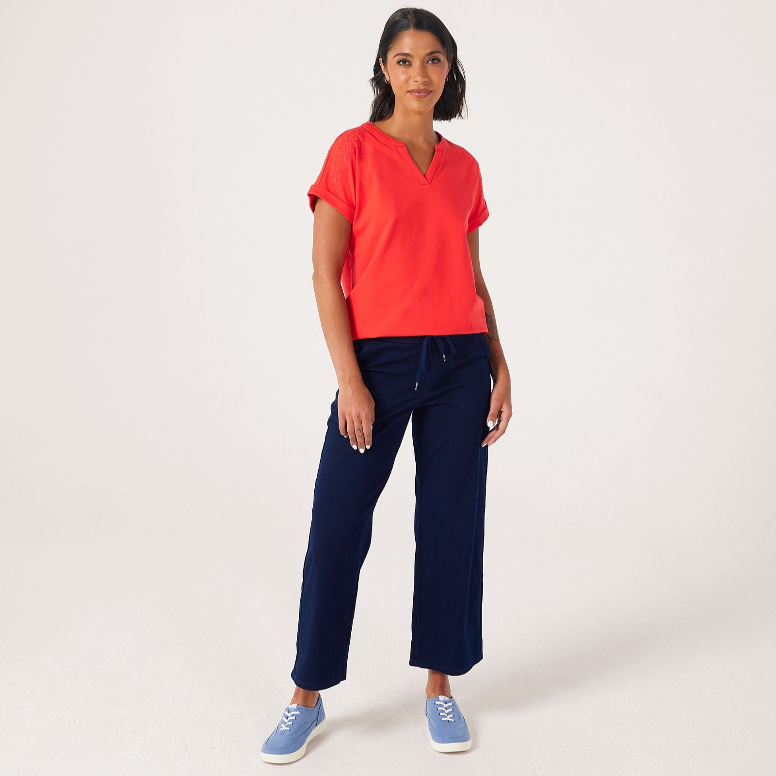 Denim & Co. Comfy Knit Wide-Leg Draw Cord Trousers Standard