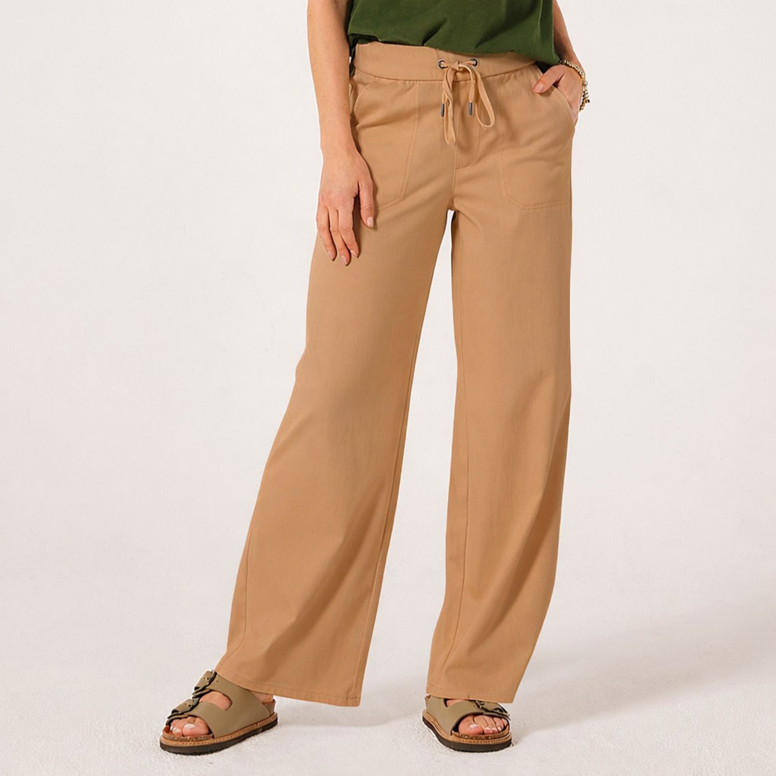 Denim & Co. Comfy Knit Wide-Leg Draw Cord Trousers Standard