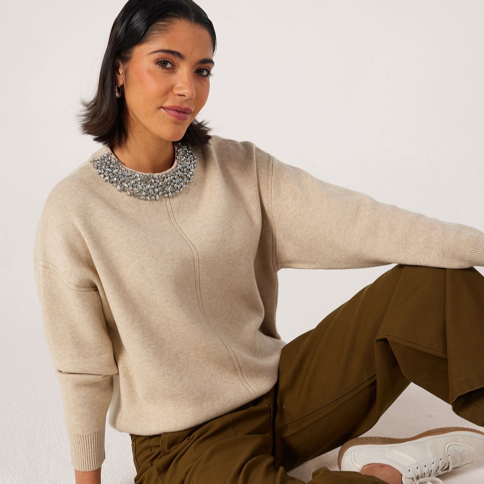 Malissa J Knit Jumper with Crystal Embellishment