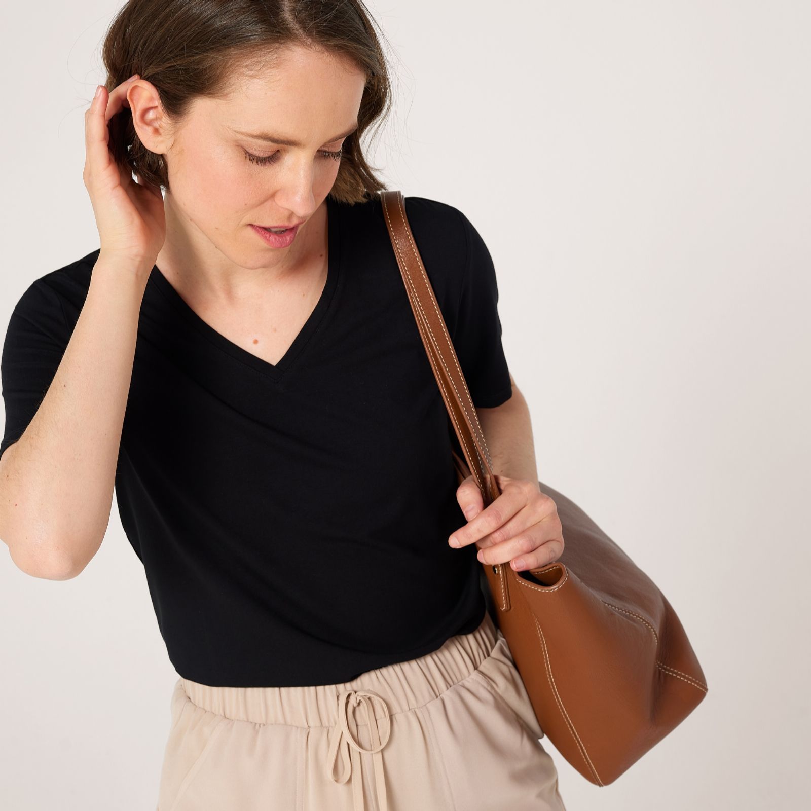 MarlaWynne Layers Viscose Span V-Neck Tee