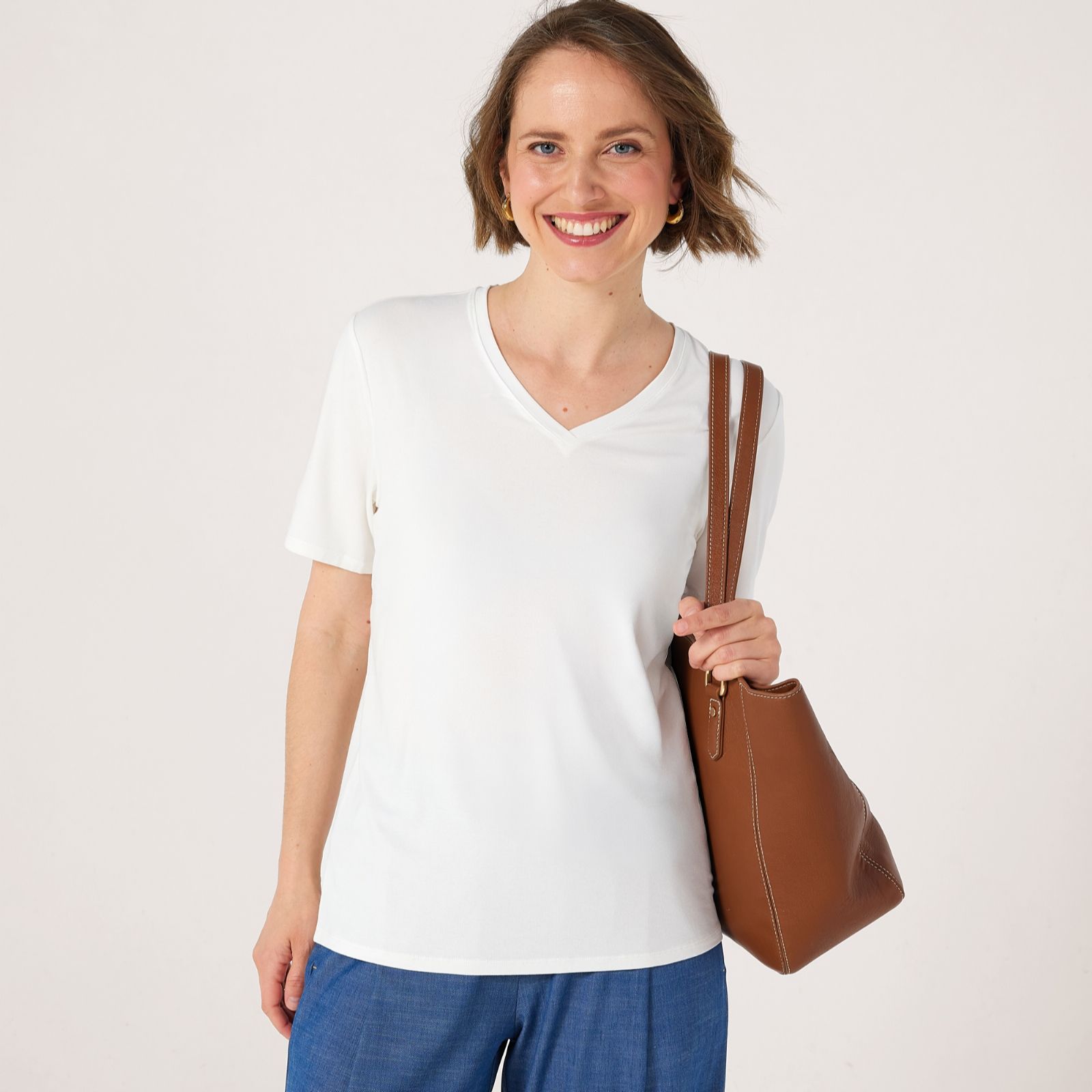 MarlaWynne Layers Viscose Span V-Neck Tee