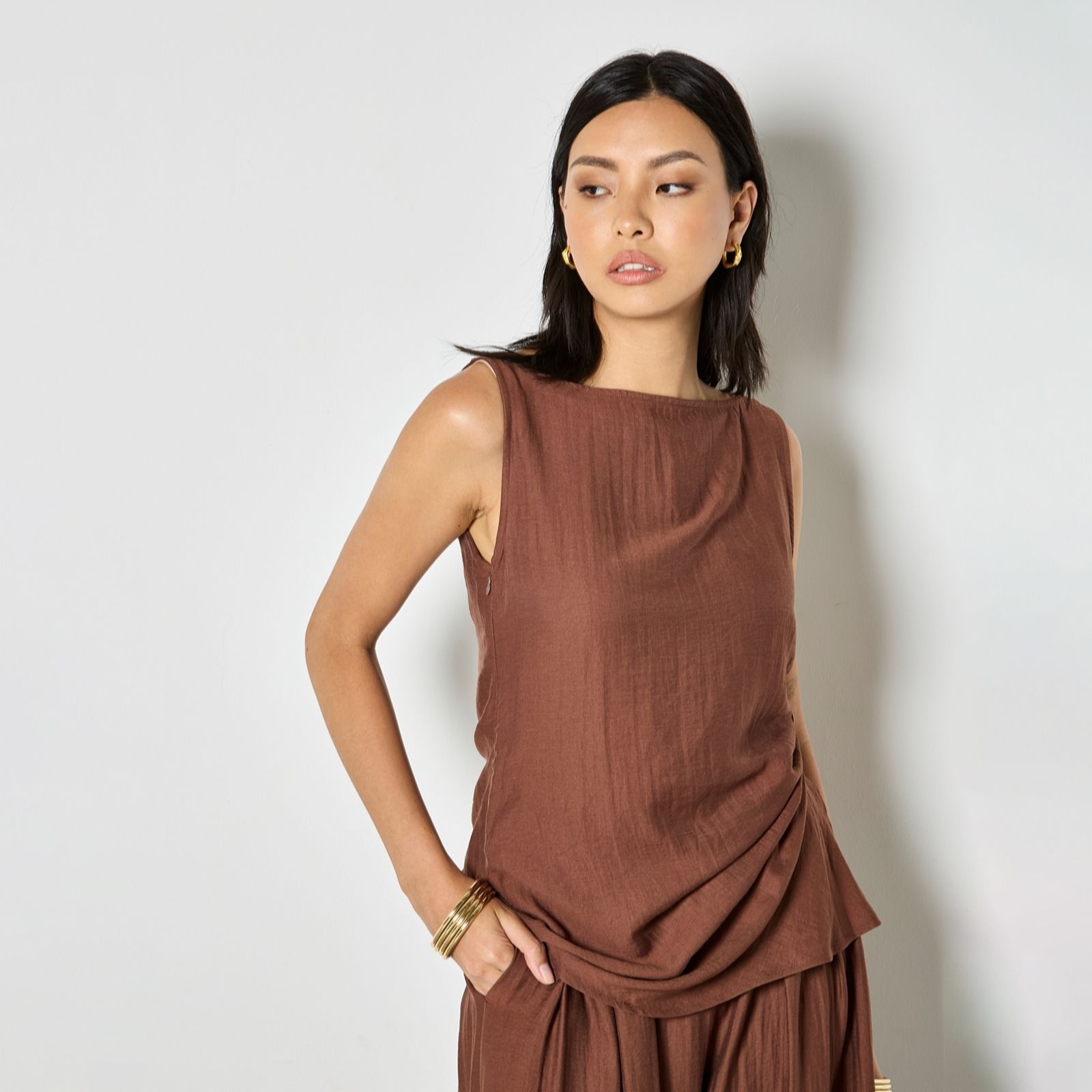 Apricot Side Knot Neck Top