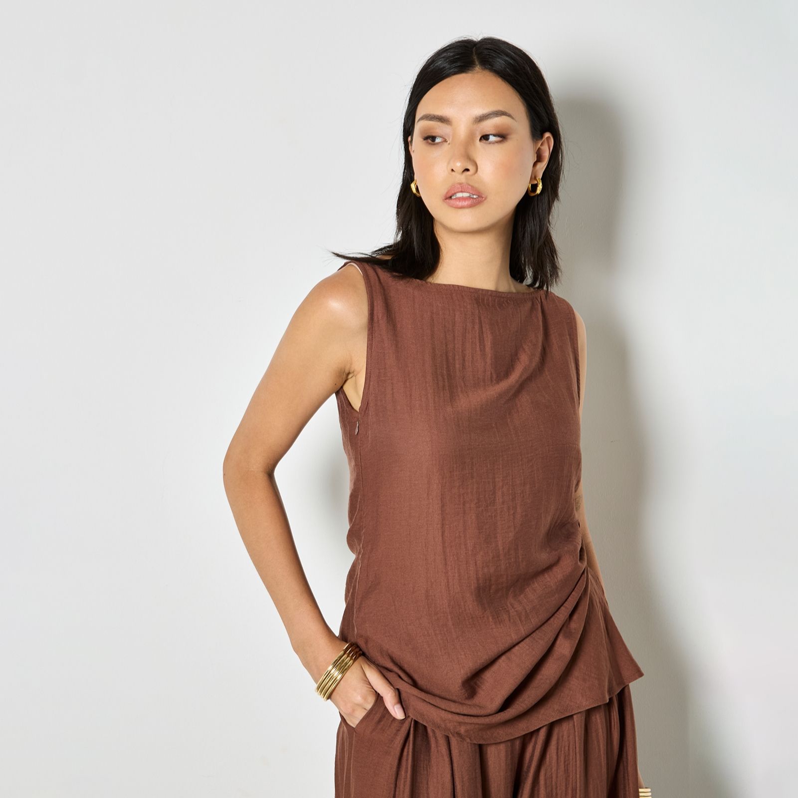 Apricot Side Knot Neck Top