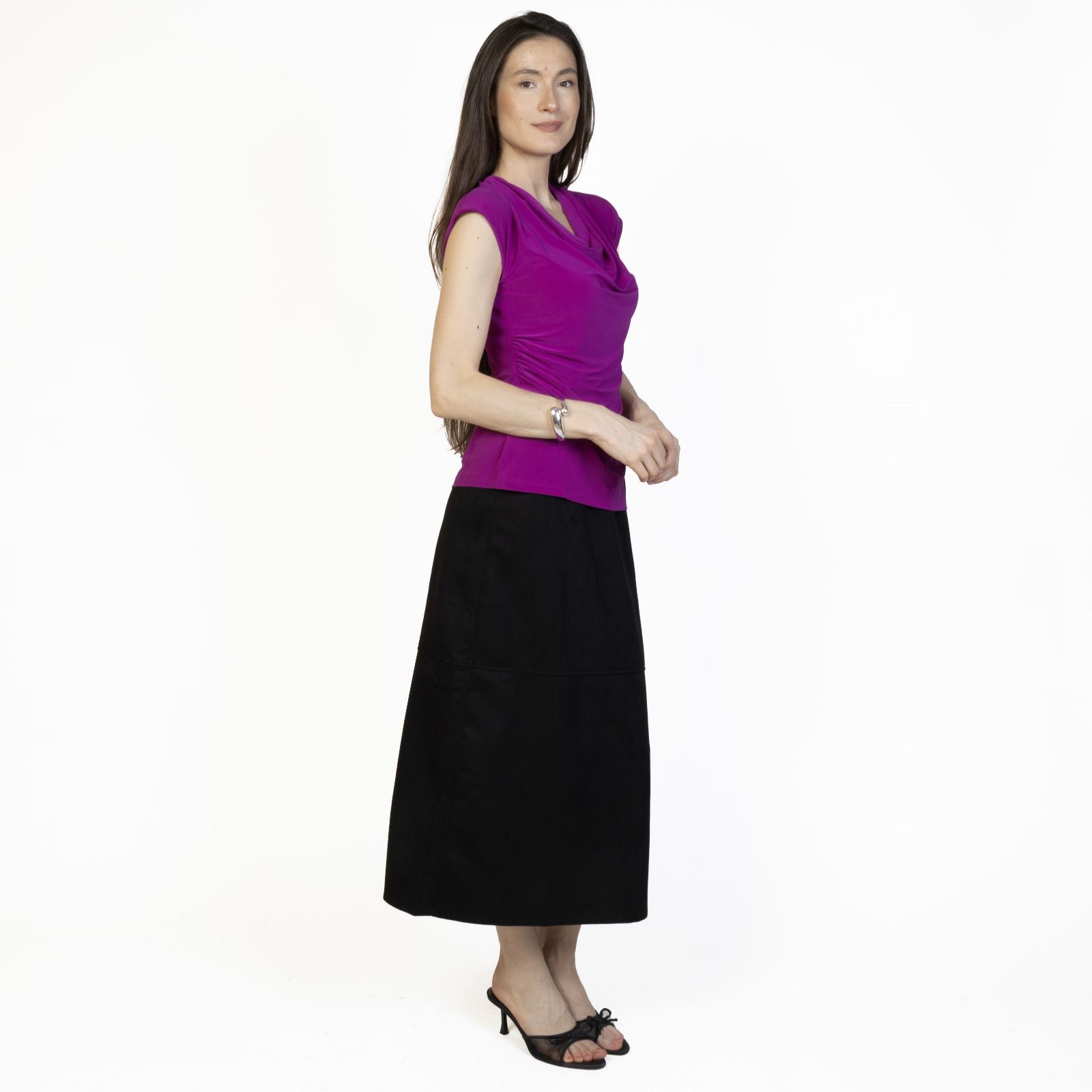 Kim & Co Stretch Faux Suede Long Skirt