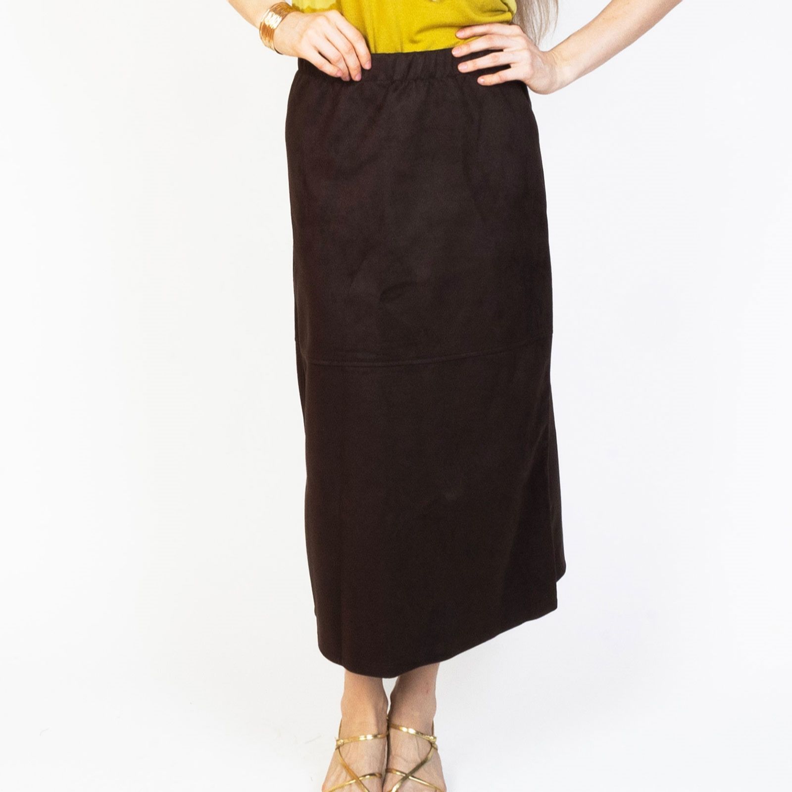 Kim & Co Stretch Faux Suede Long Skirt