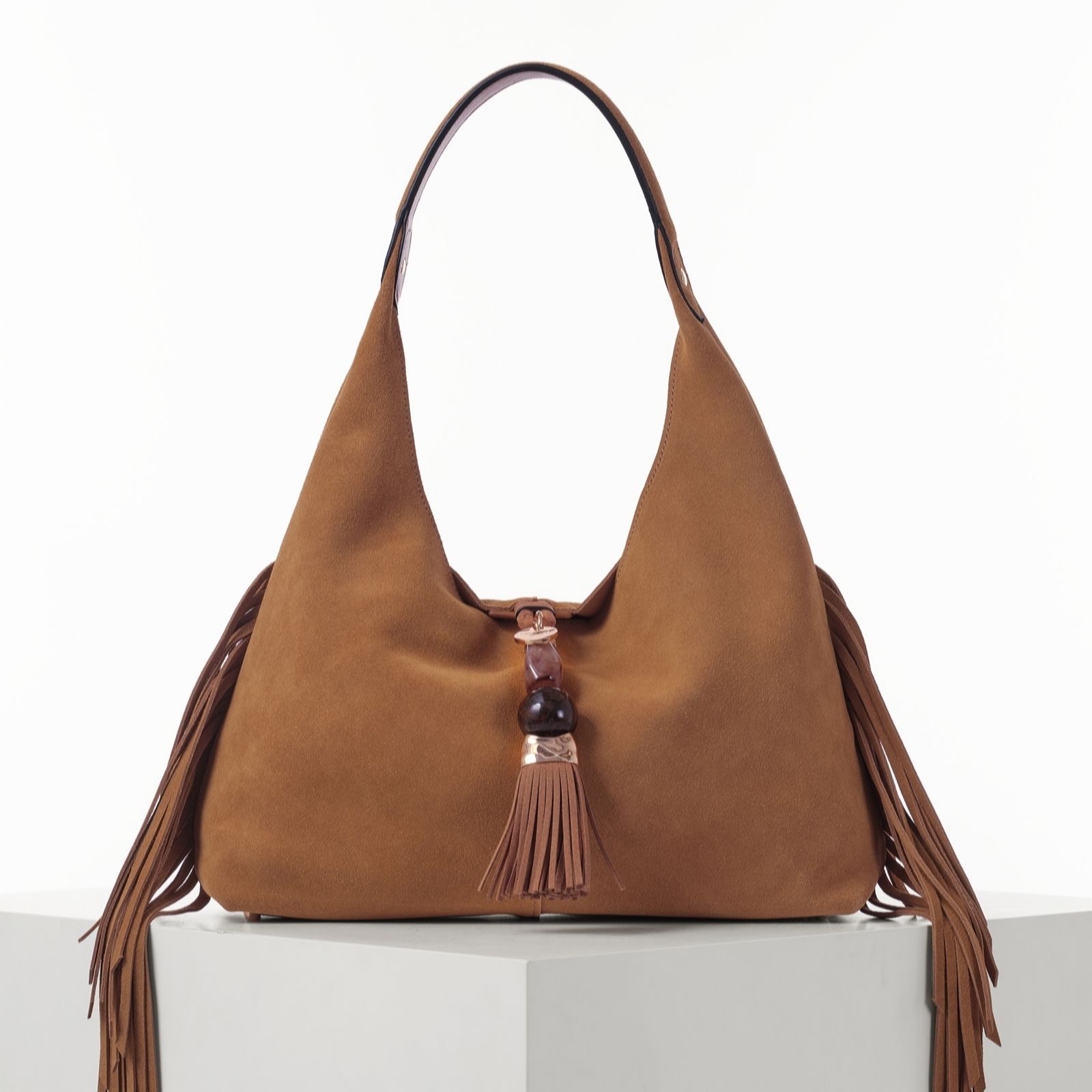 Luella Grey Paloma Medium Suede Fringe Shoulder Bag