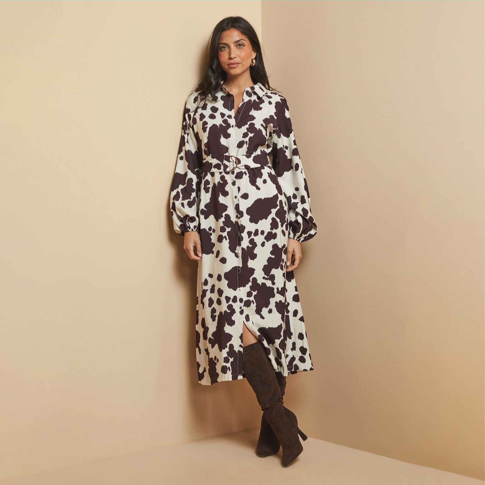 Wallis Cow Print Shirt Dress