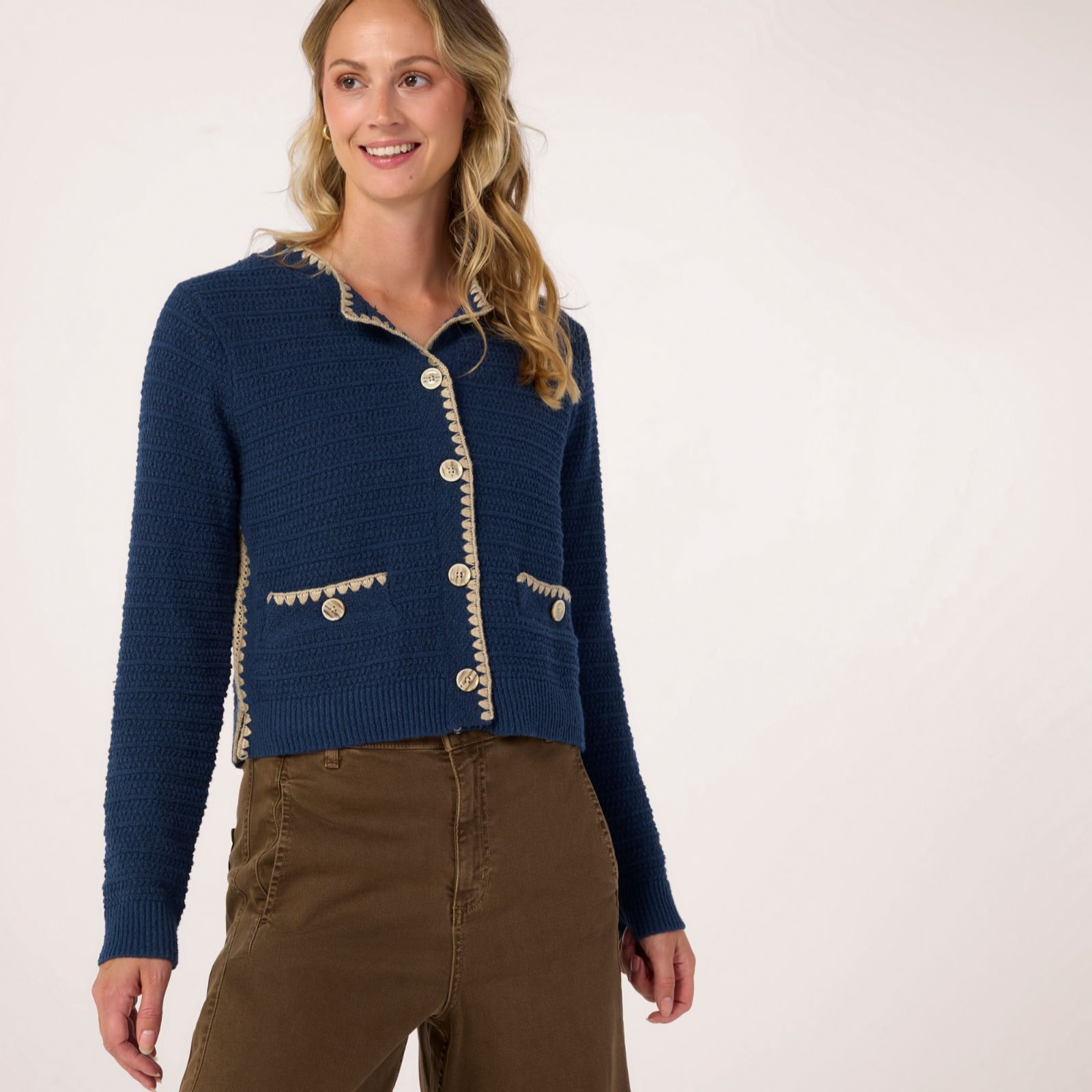 Masai Copenhagen Lune Knitted Cotton Blend Cardigan with Pockets
