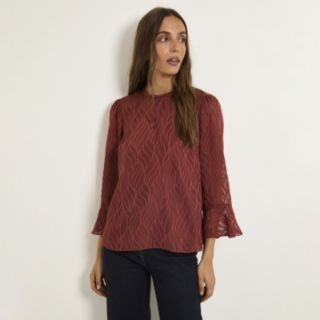 Wallis Burnout Ruffle Neck Blouse