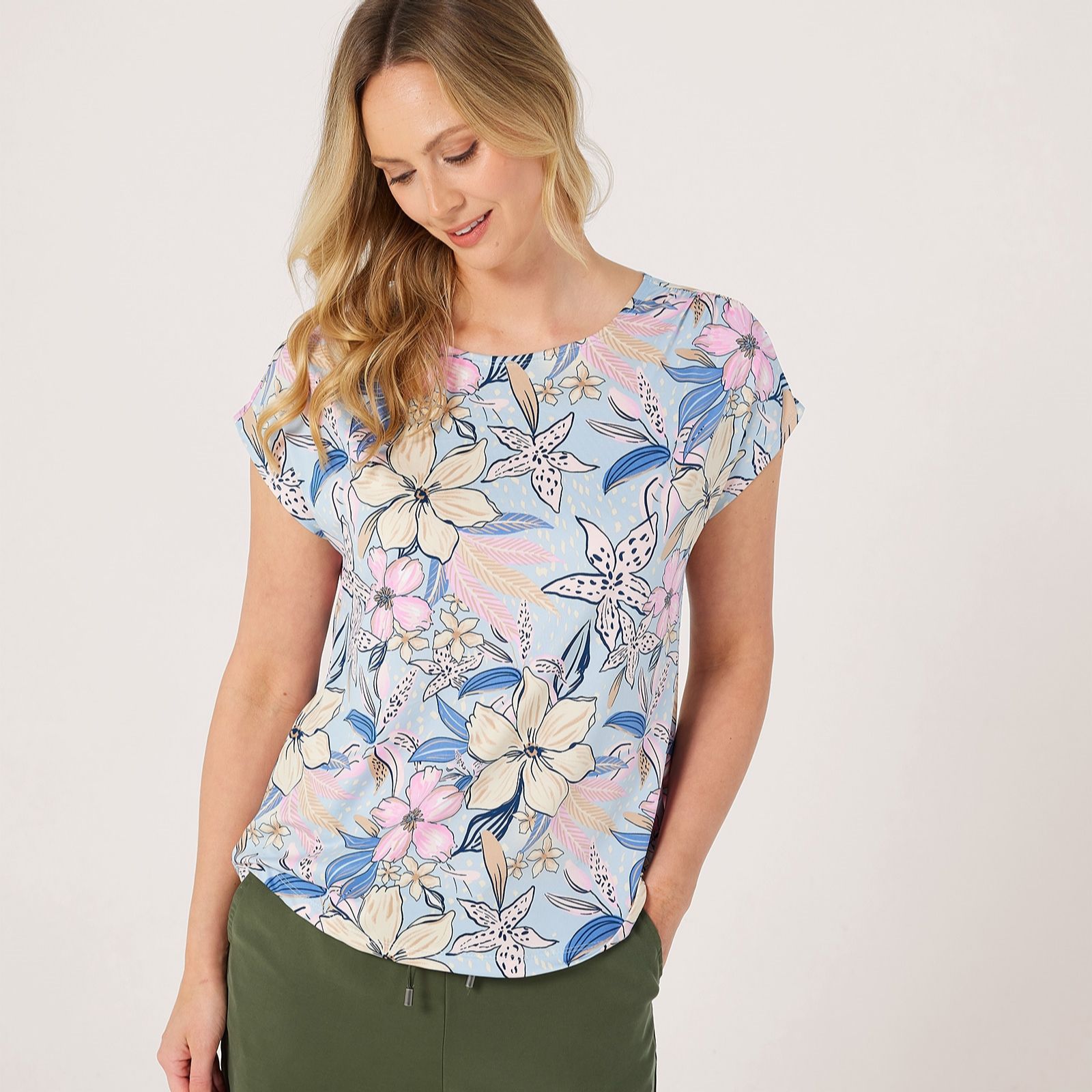 Kim & Co Brazil Knit Short Dolman Sleeve Top with Shirring On Shoulders