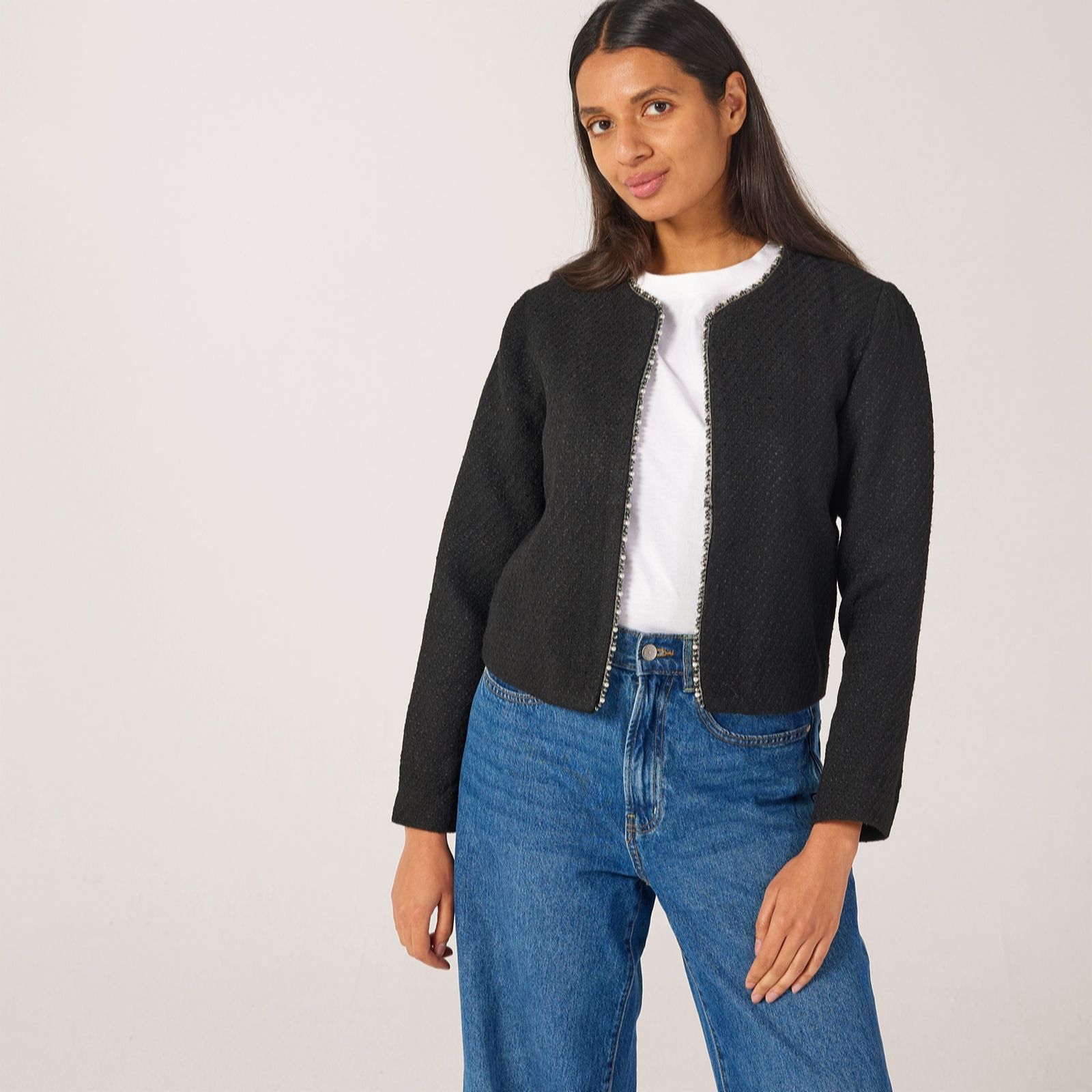 JDY Karo Embellished Trim Boucle Jacket