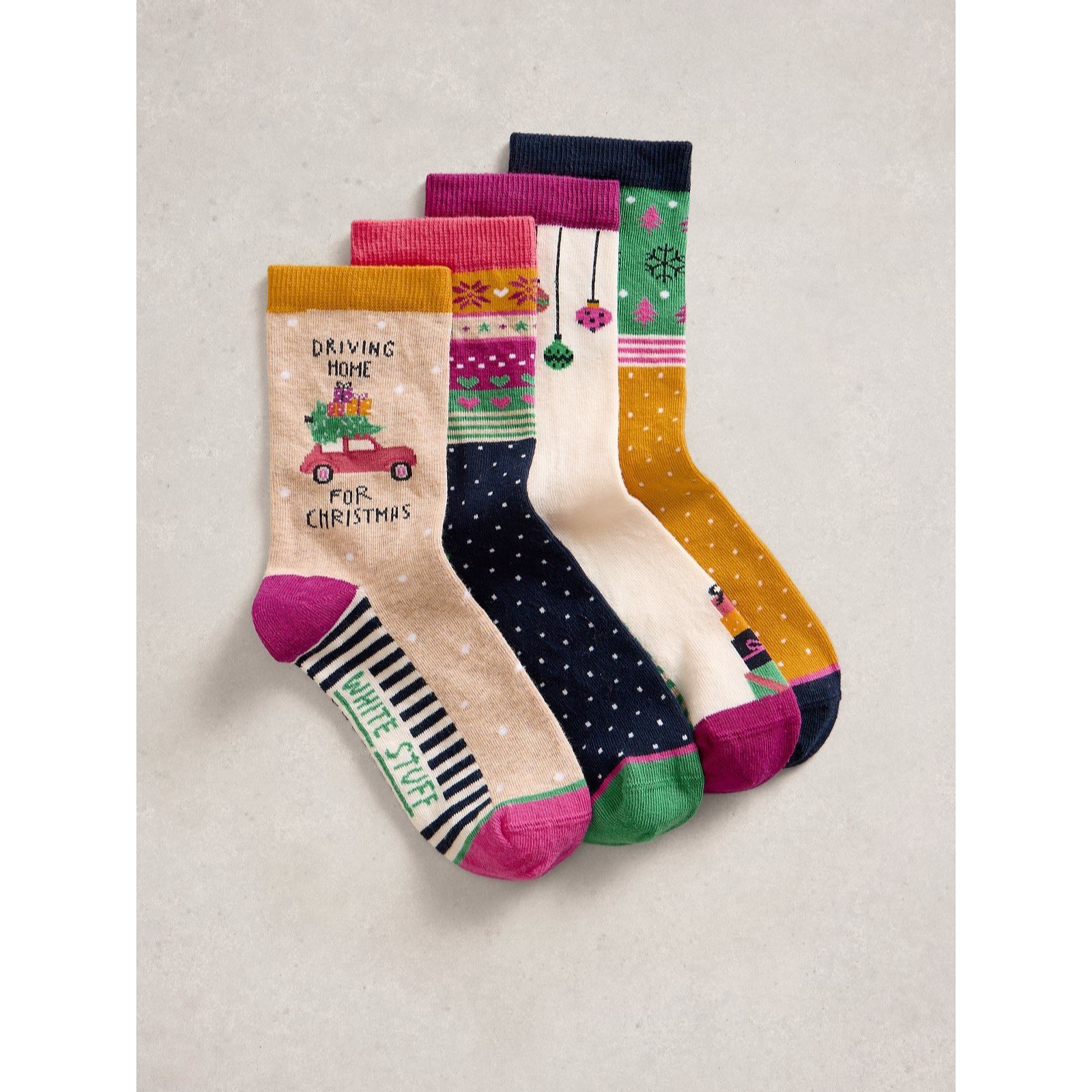 White Stuff 4 Pack Xmas Ankle Socks