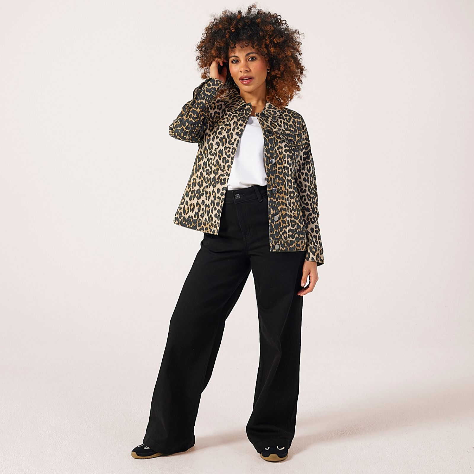 Denim & Co. Animal Print Denim Style Jacket