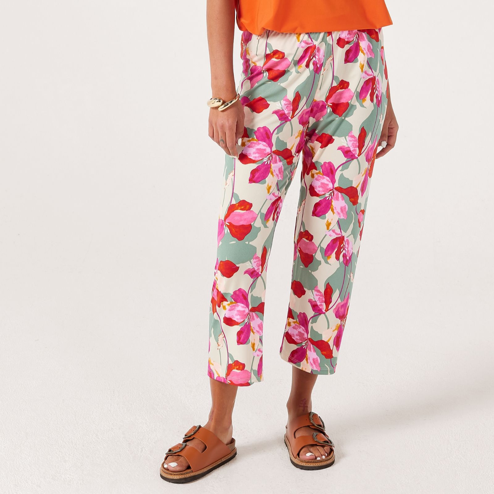 Kim & Co Printed Brazil Jersey Seamfree Cropped Relaxed Petite Trousers