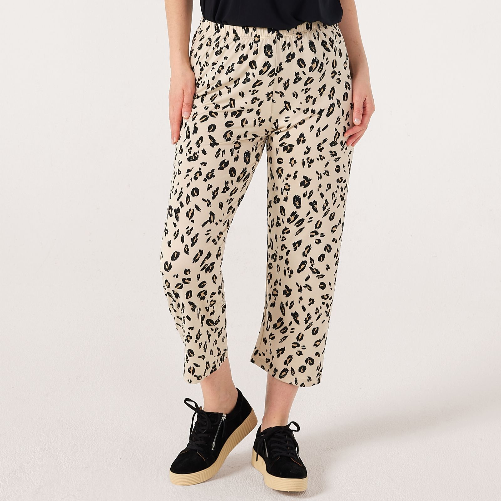 Kim & Co Printed Brazil Jersey Seamfree Cropped Relaxed Petite Trousers