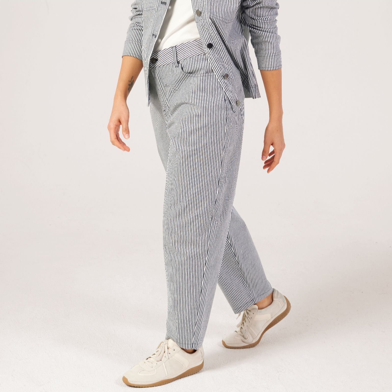 Ben De Lisi Stripe Barrel Leg Trouser Petite