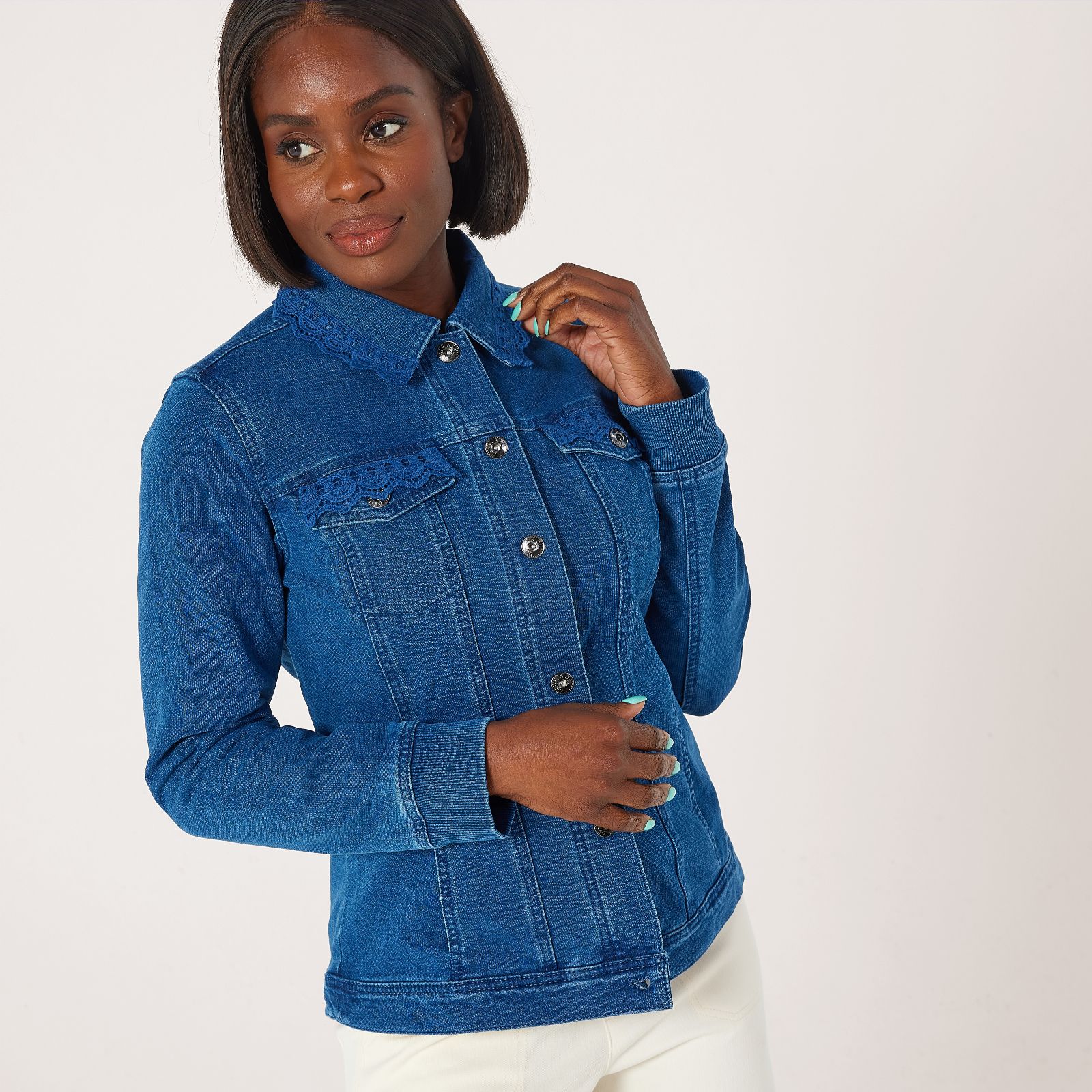 Denim & Co. Limited Edition Denim Jacket with Crochet Trim