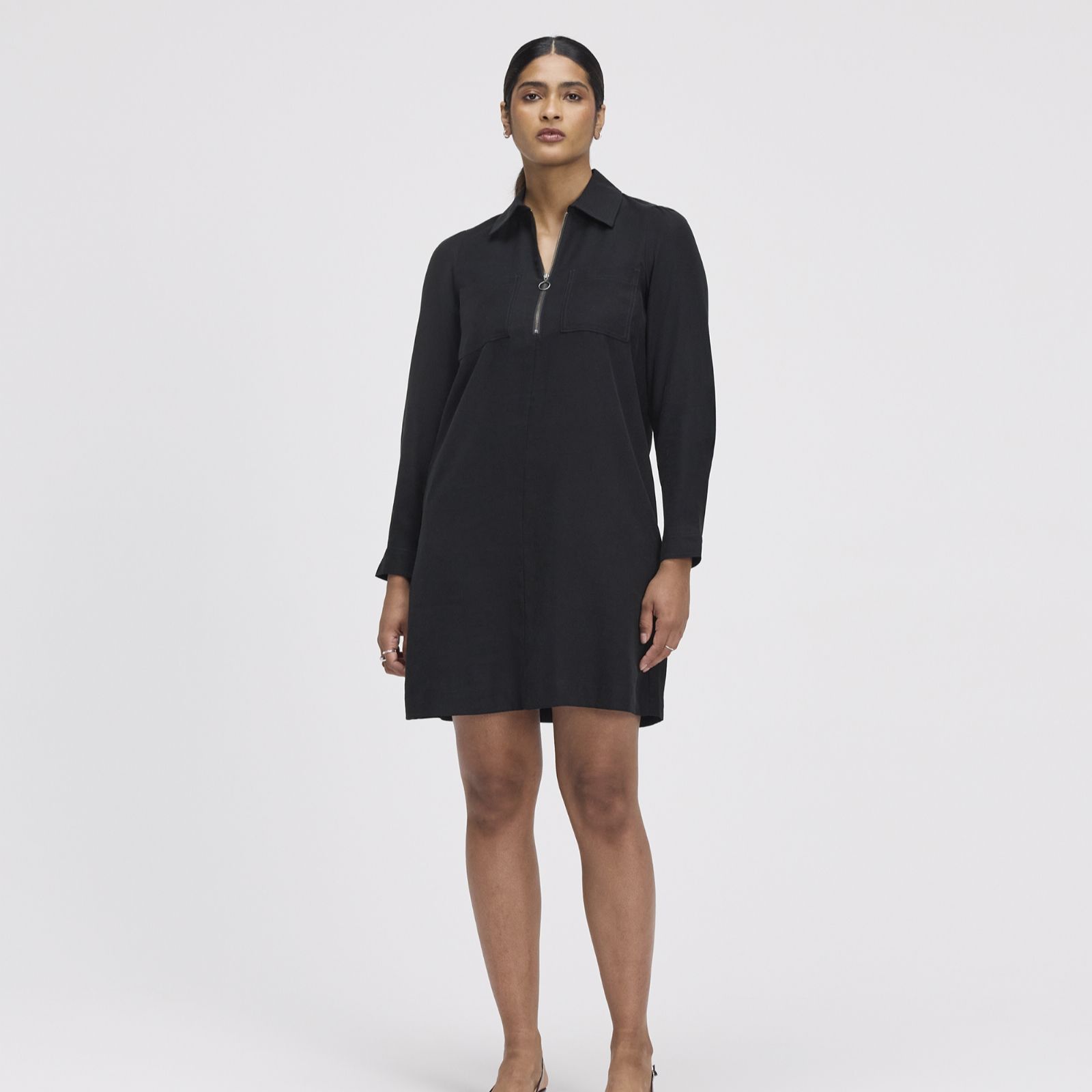 Finery London Enriko Cupro Zip Knee Length Dress