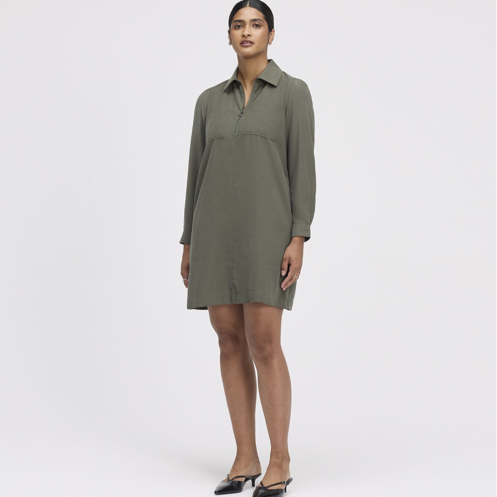Finery London Enriko Cupro Zip Knee Length Dress
