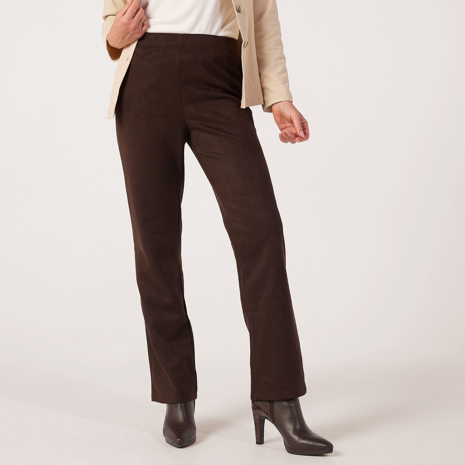 Kim & Co Stretch Faux Suede Nova Straight Leg Standard Trousers