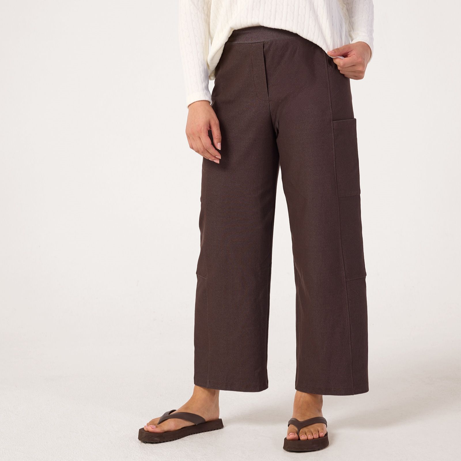 Kim & Co Deluxe Denim Knit Cargo Ankle Standard Trousers