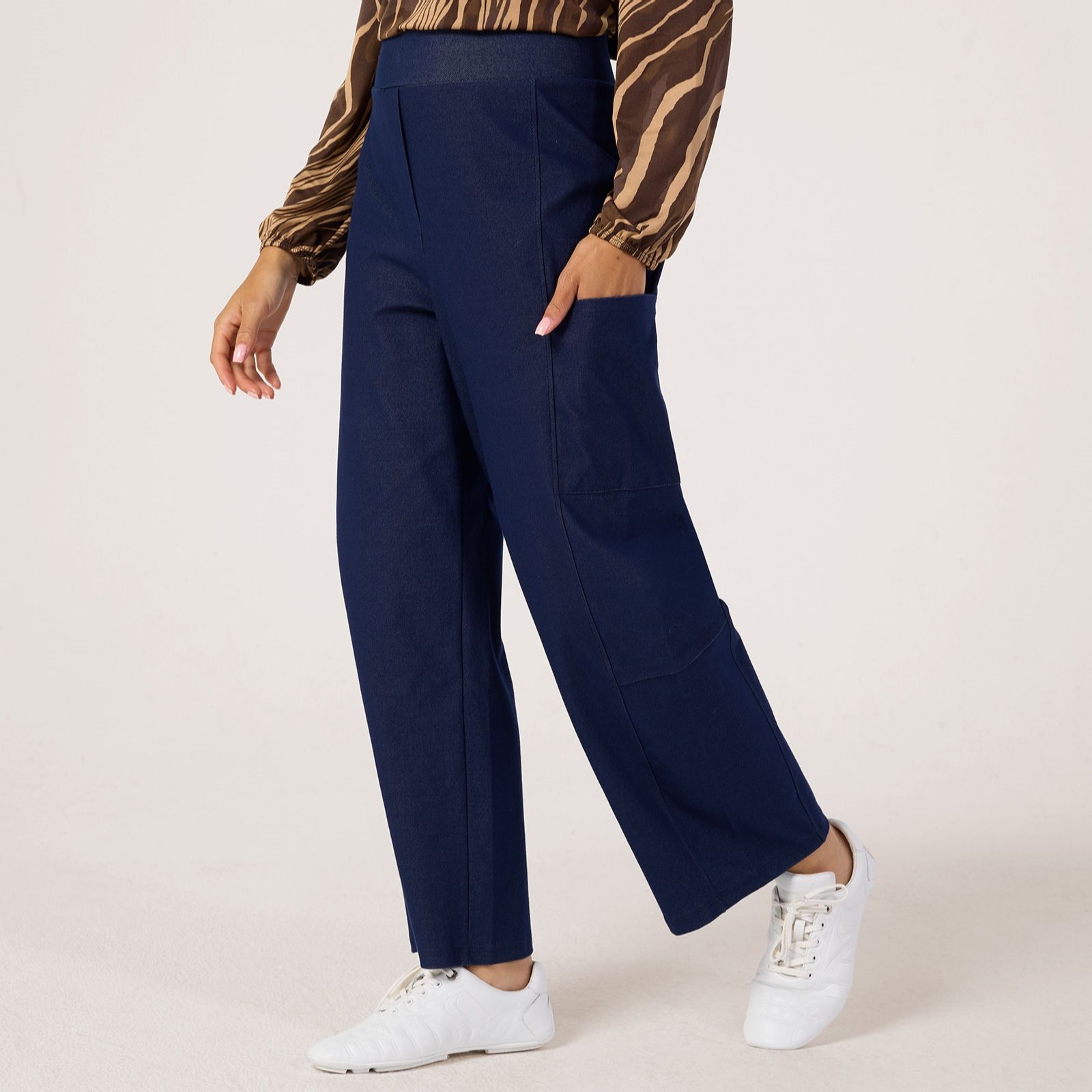 Kim & Co Deluxe Denim Knit Cargo Ankle Standard Trousers