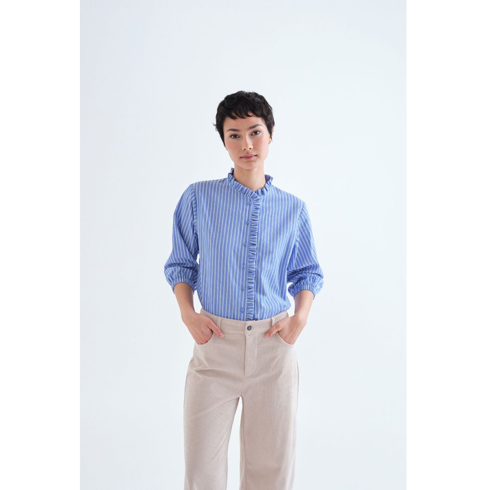 Compania Fantastica Striped Pie Crust Edge Shirt