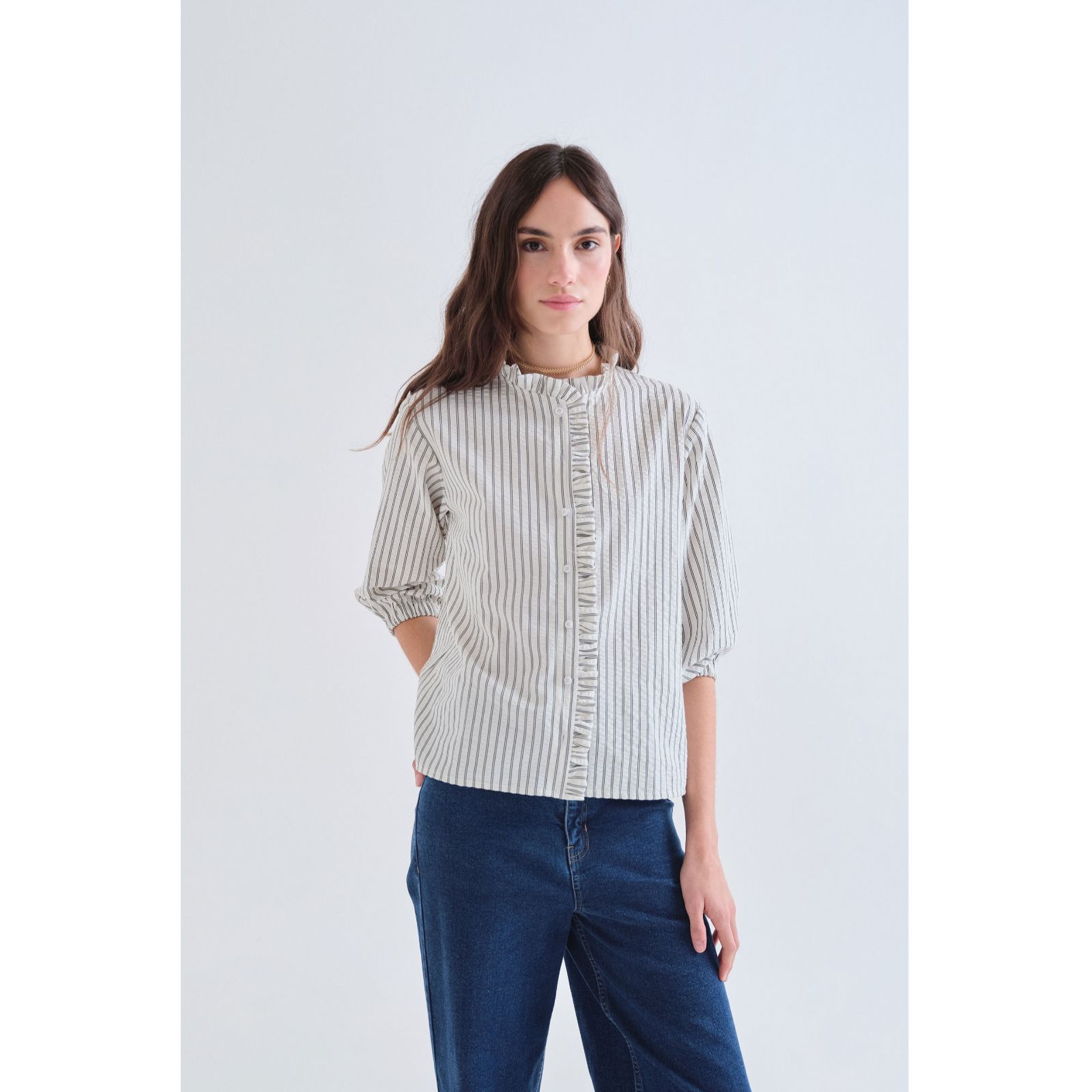 Compania Fantastica Striped Pie Crust Edge Shirt