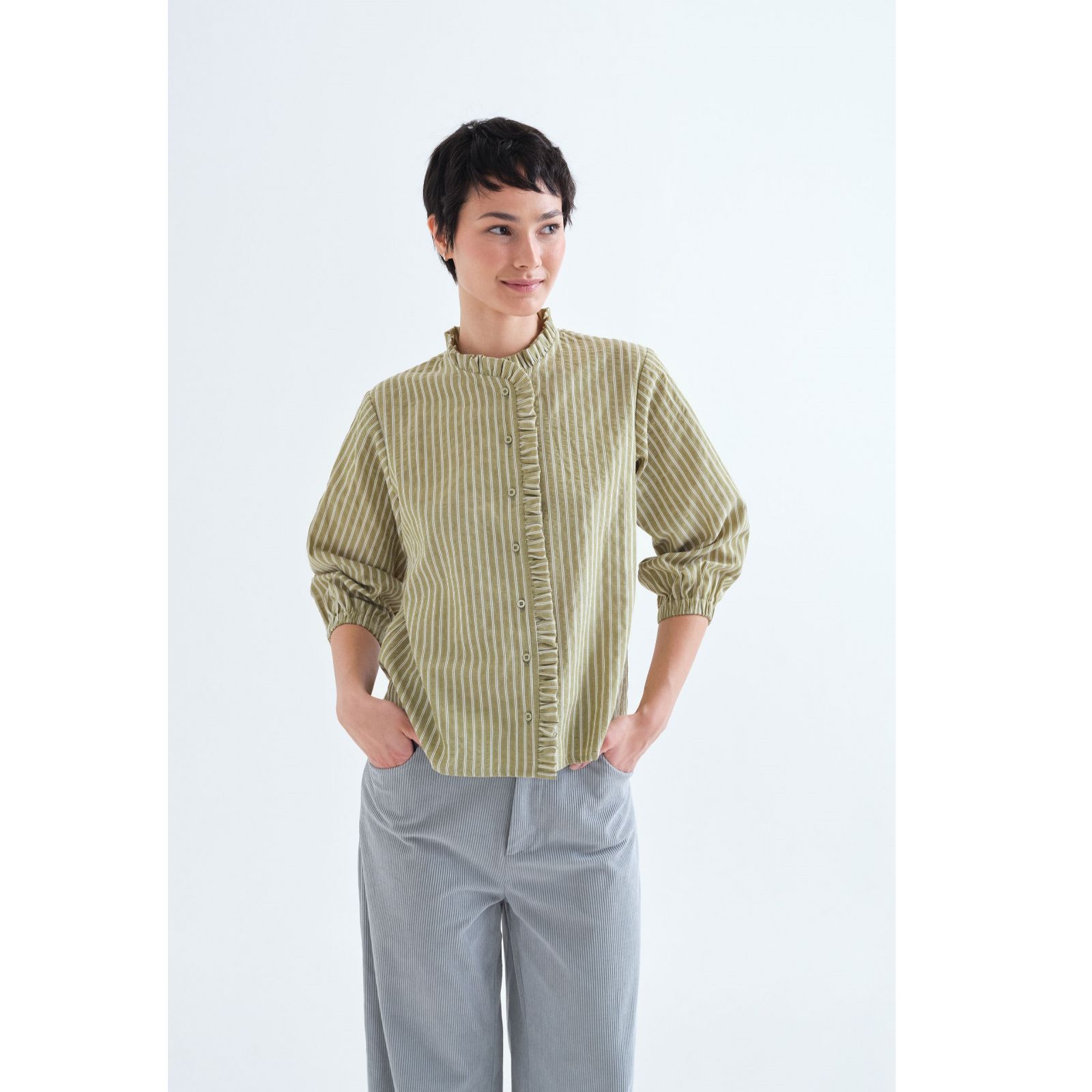 Compania Fantastica Striped Pie Crust Edge Shirt