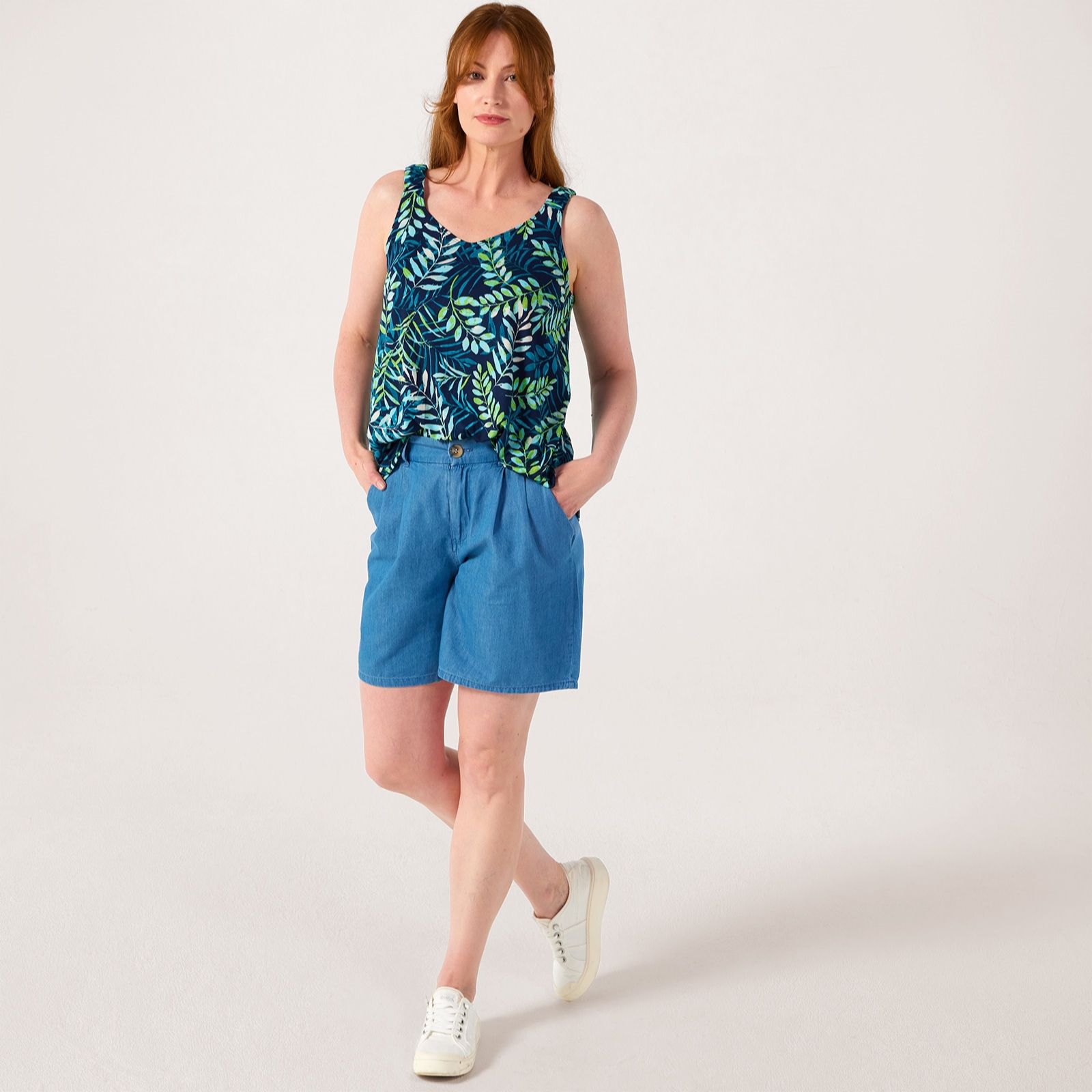 Kim & Co Printed Brazil Jersey Elastic Strap Flared Top