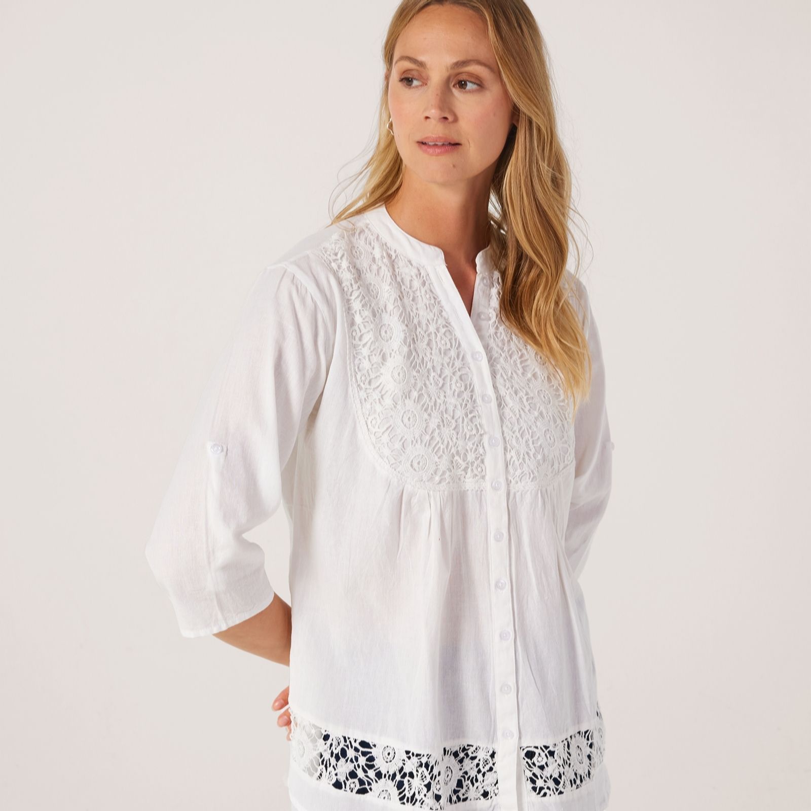 Izabel London Embroidery Border Cotton Shirt