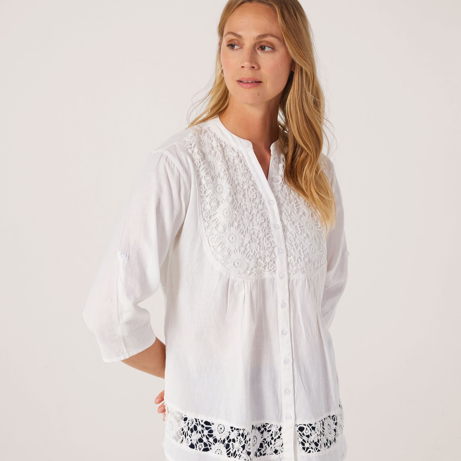 Izabel London Embroidery Border Cotton Shirt