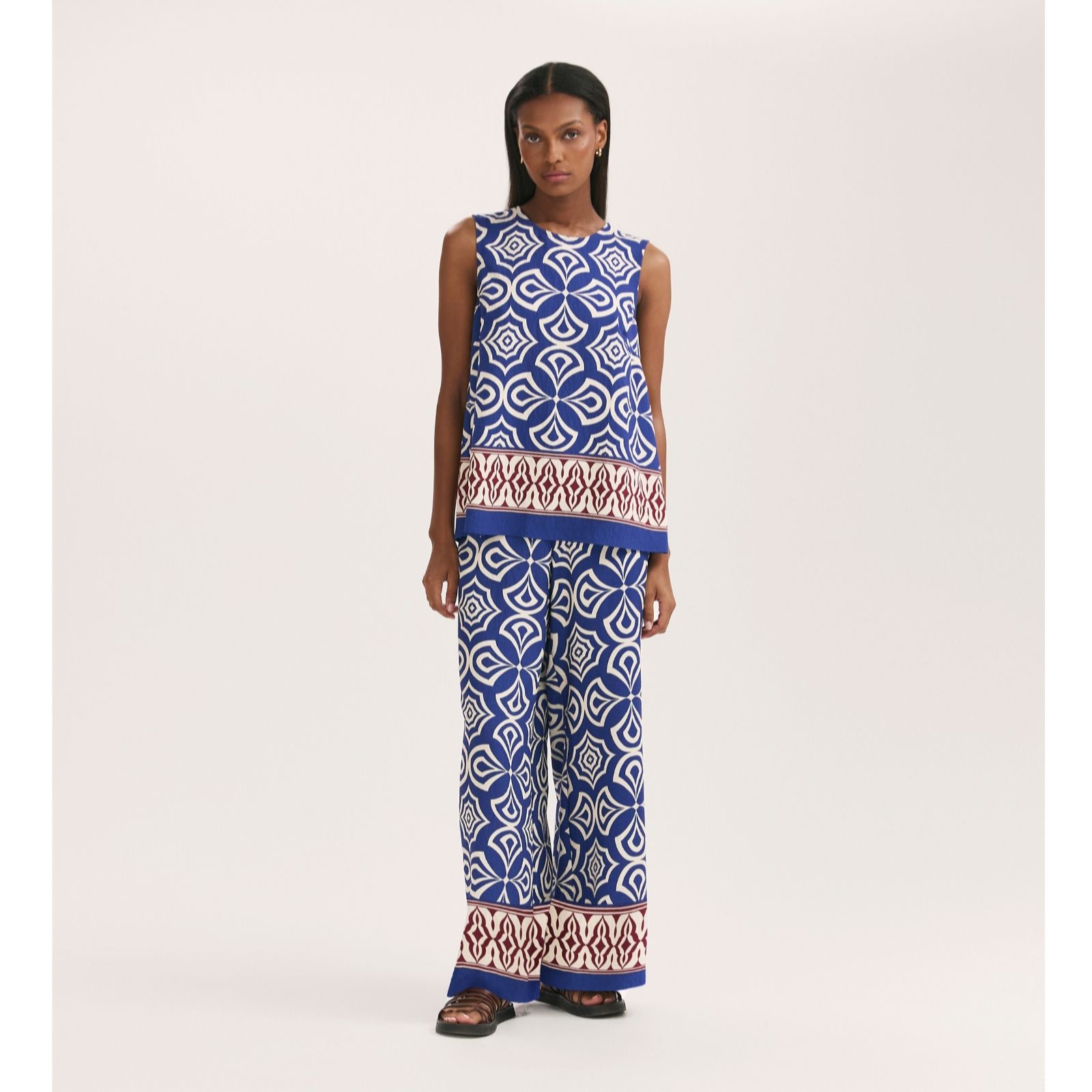 Finery London Nat Blue Mosaic Trouser Standard