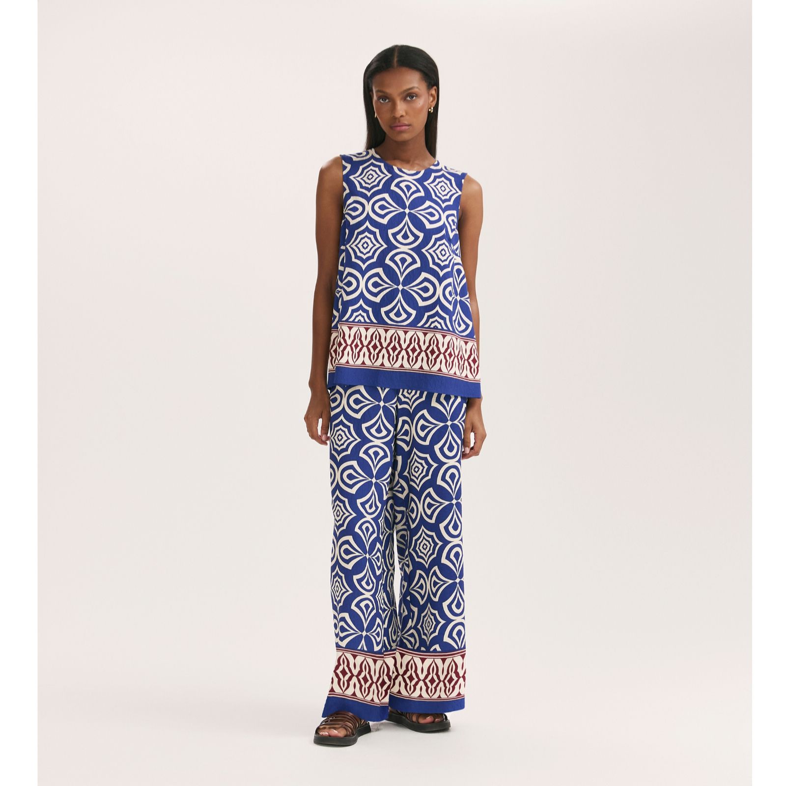 Finery London Nat Blue Mosaic Trouser Standard