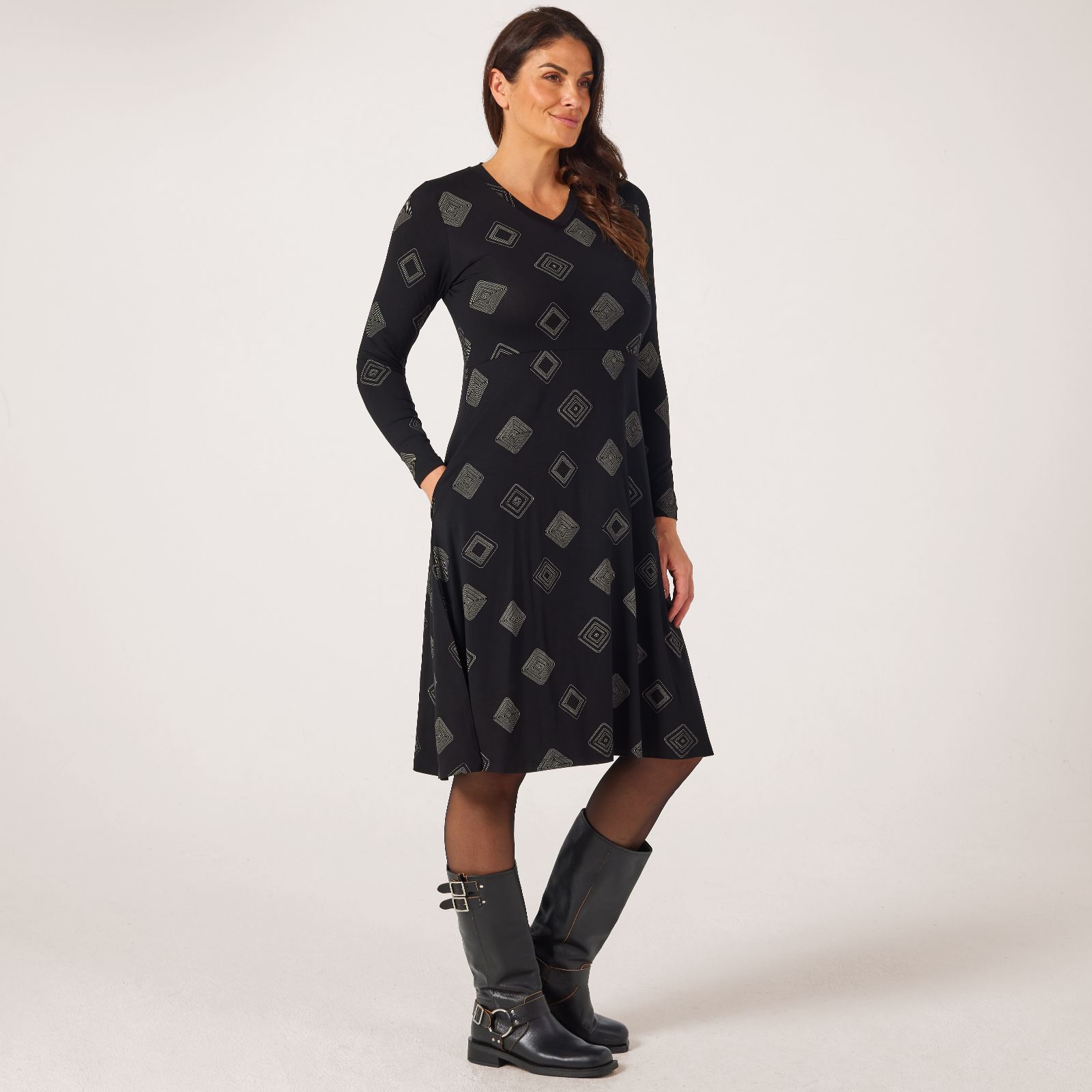 Masai Copenhagen Natsuko Printed Long Sleeve Jersey Dress