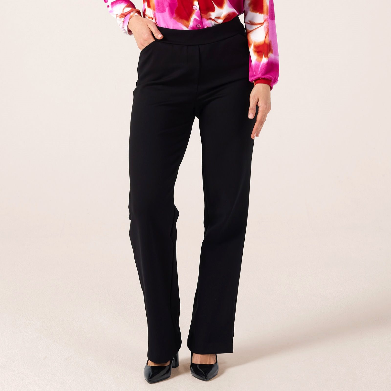 Kim & Co Stretch Ponte Jersey Signature Straight Leg Petite Trousers