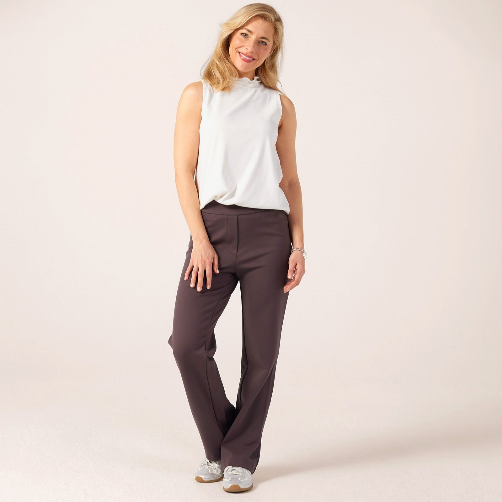 Kim & Co Stretch Ponte Jersey Signature Straight Leg Petite Trousers