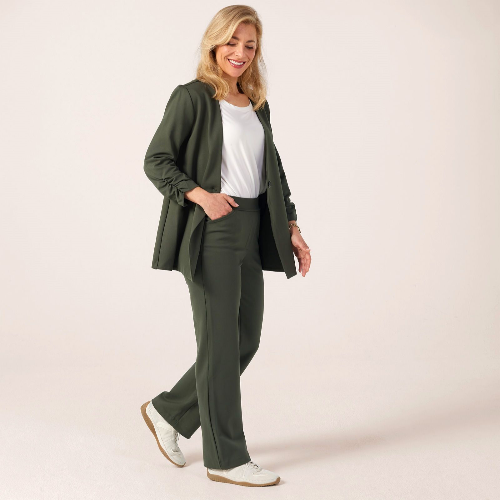 Kim & Co Stretch Ponte Jersey Signature Straight Leg Petite Trousers