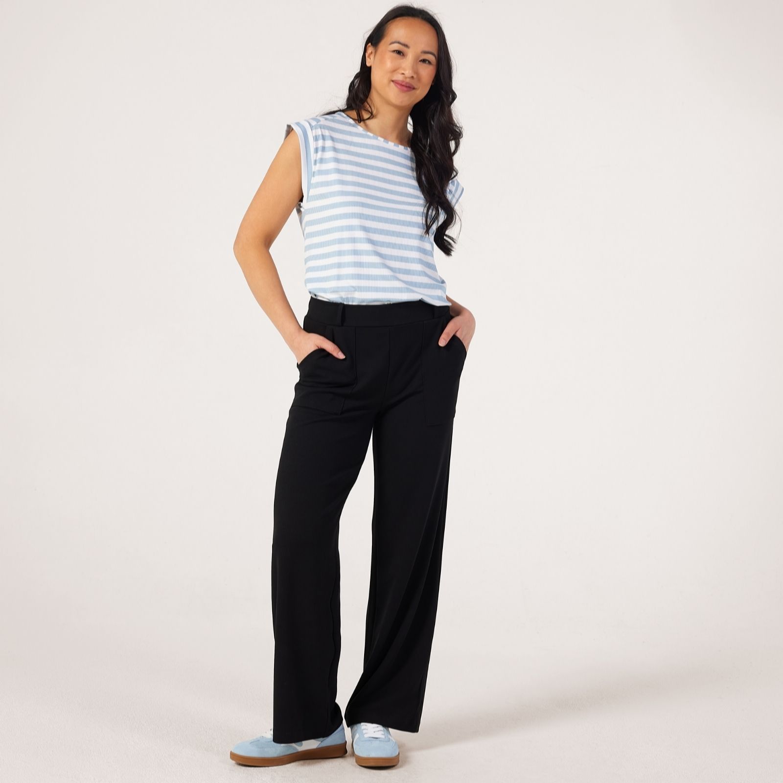 Kim & Co Ponte Crepe Straight Classic Petite Trousers