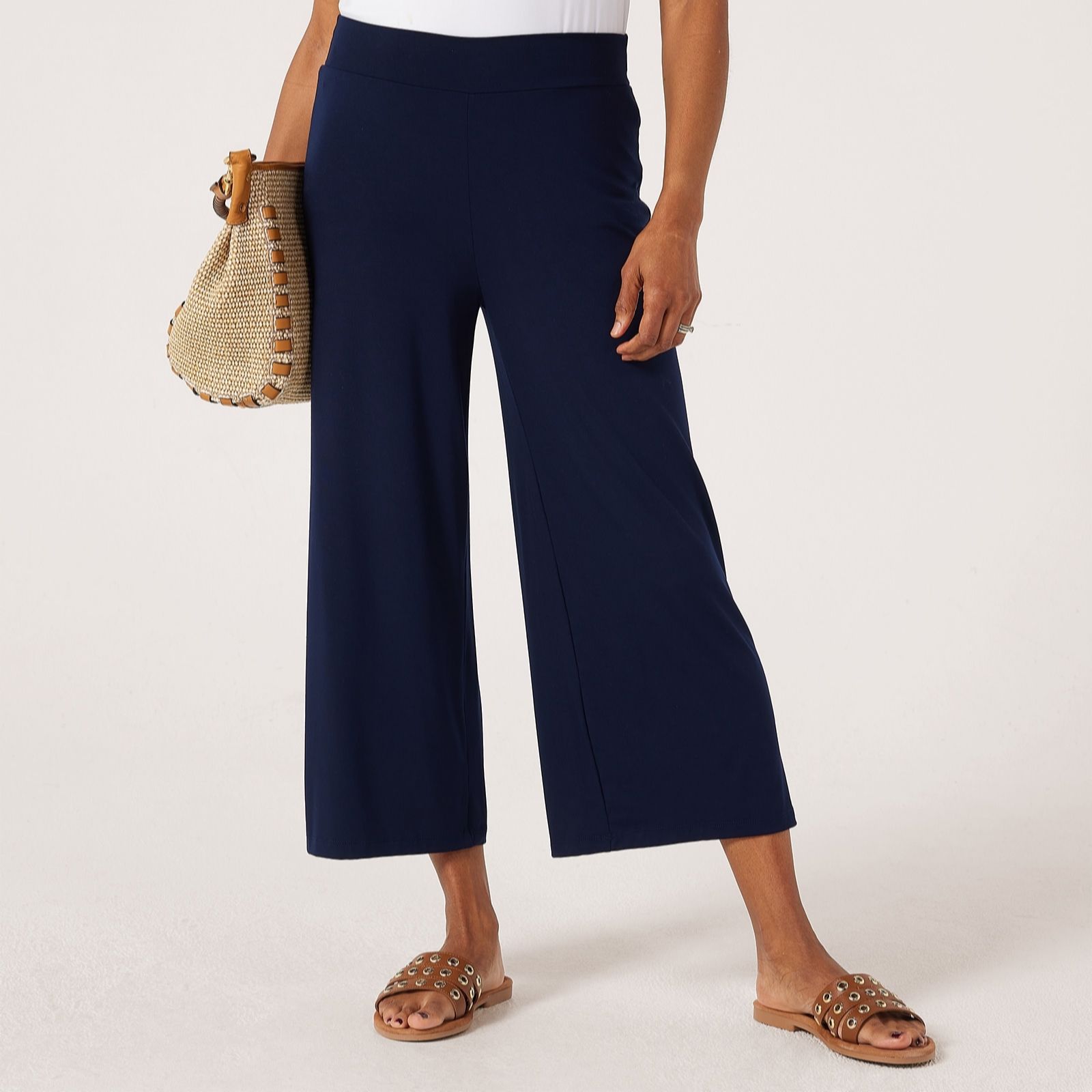 Kim & Co Viscose Jersey Cropped Palazzo Standard Trousers