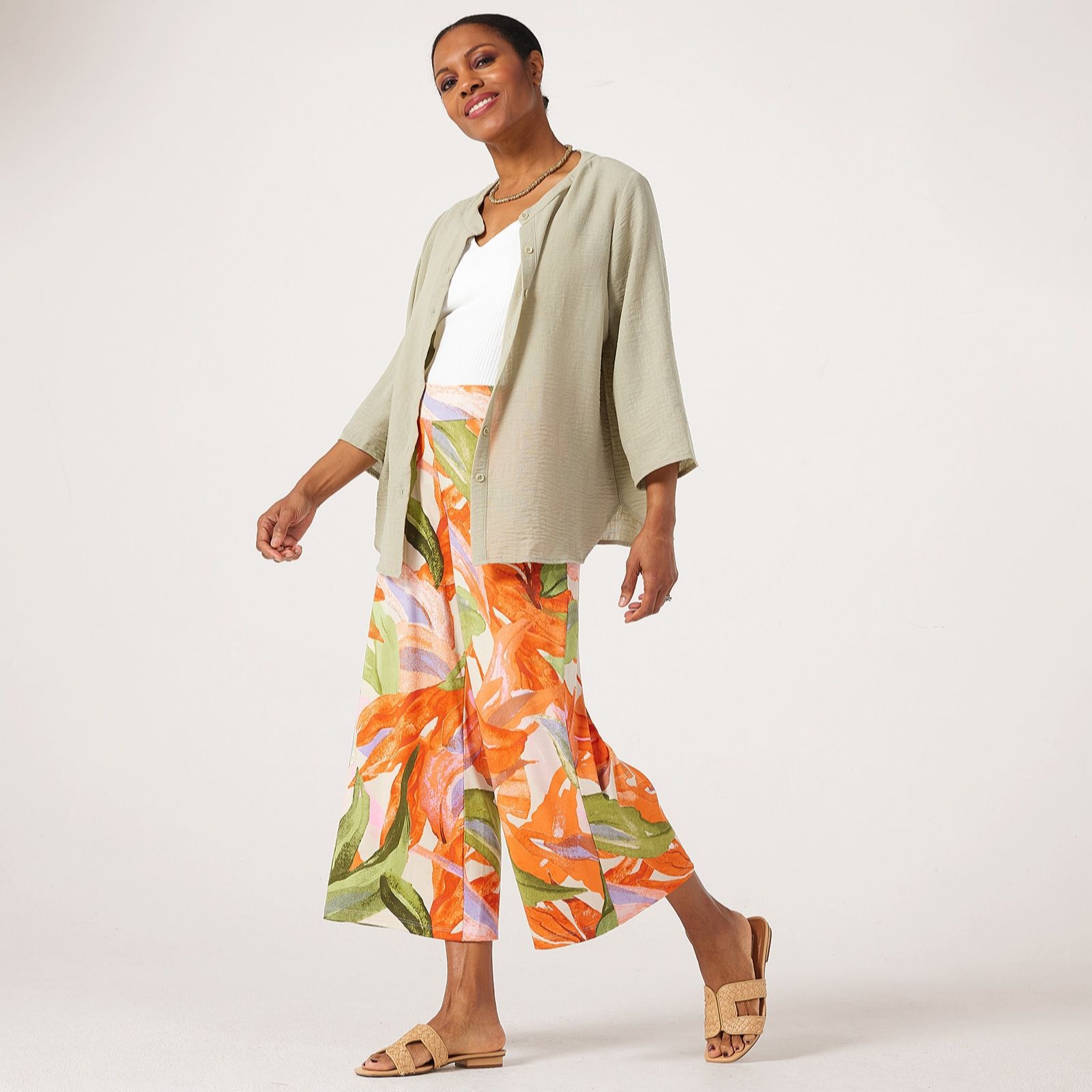 Kim & Co Viscose Jersey Cropped Palazzo Standard Trousers