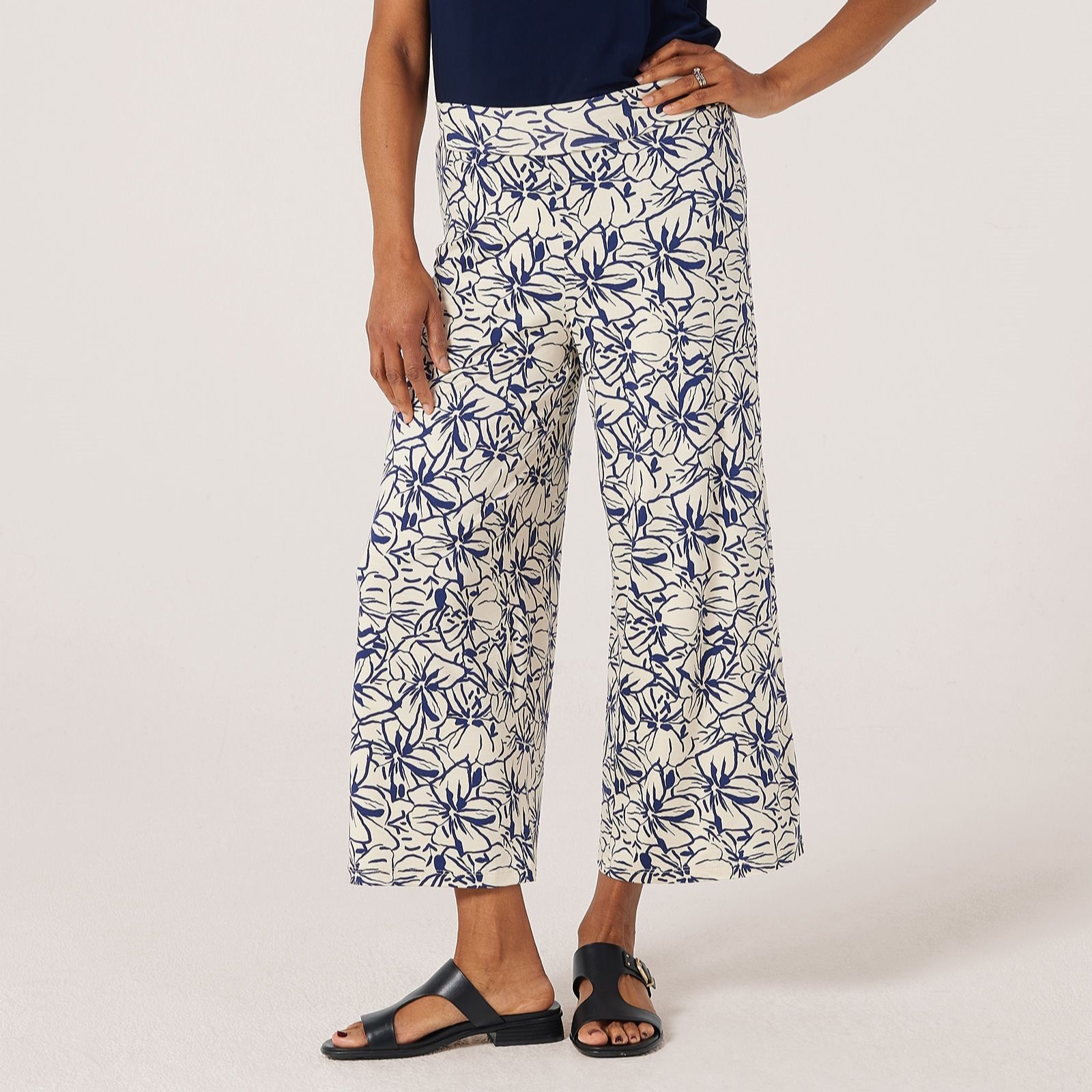 Kim & Co Viscose Jersey Cropped Palazzo Standard Trousers